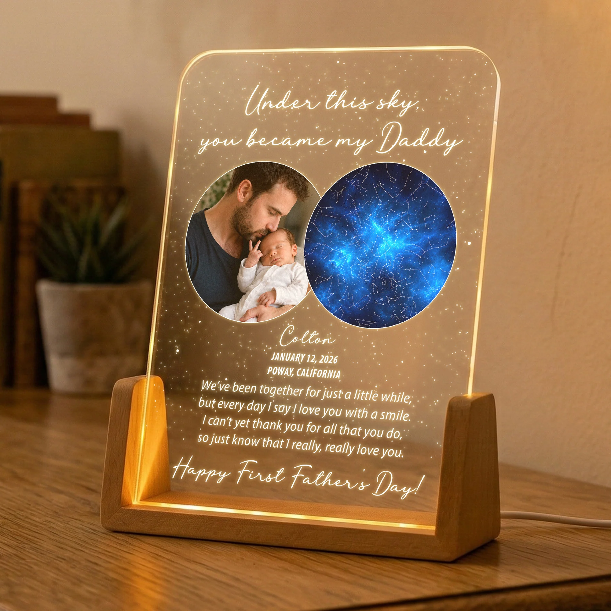 Under This Sky You Became My Daddy Custom Star Map - 1st Father's Day For New Dad, Husband, Son - Personalized Night Light - Image 5