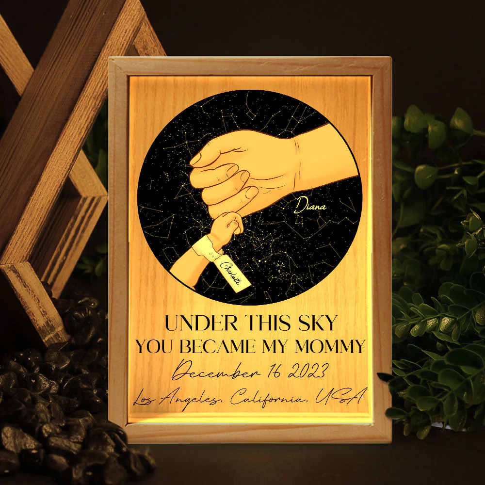 Under This Sky You Became My Mommy 1St Mother's Day - Personalized Frame Light Box - Image 5