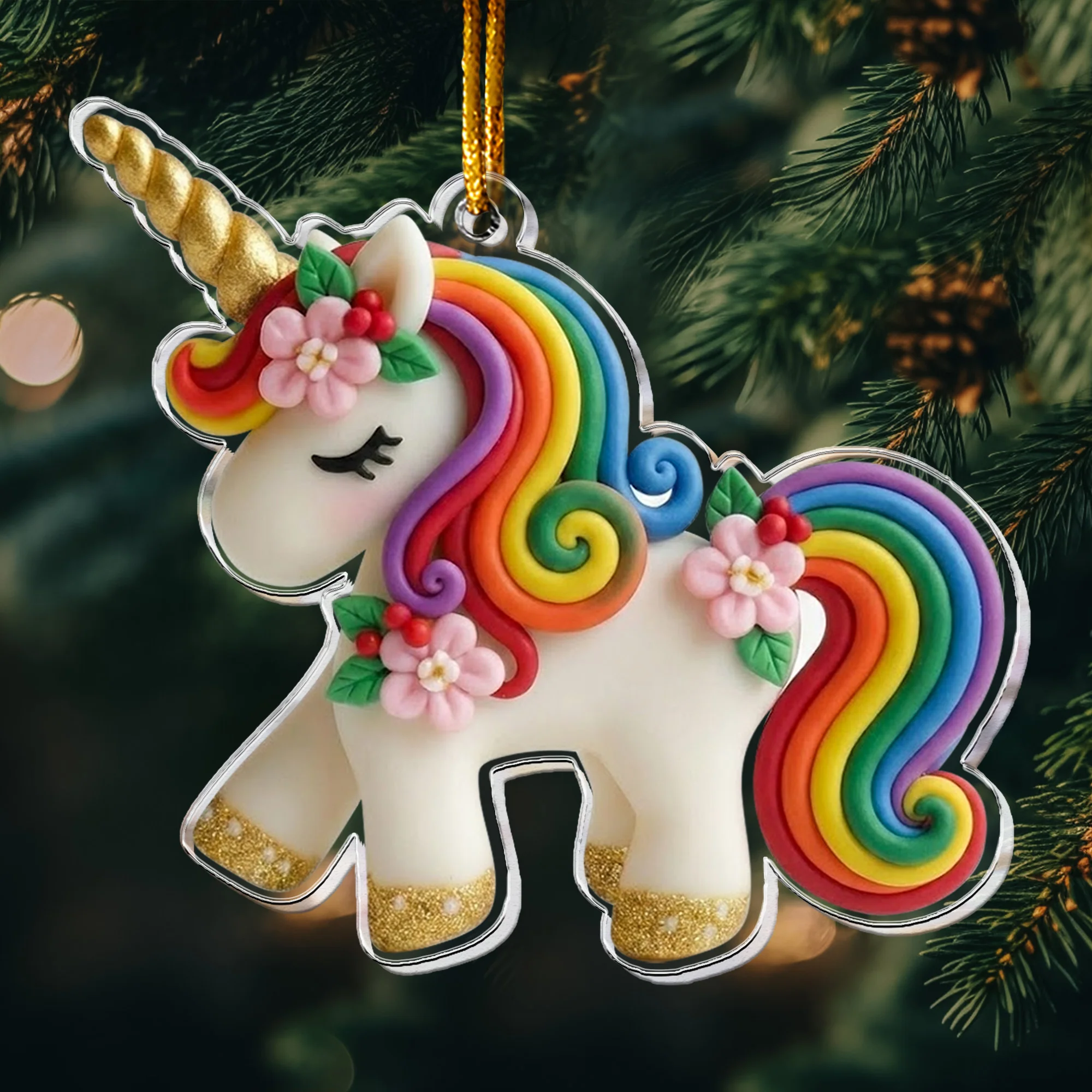 Unicorn Ornament For Girls 2D Flat - Acrylic Ornament - Image 6