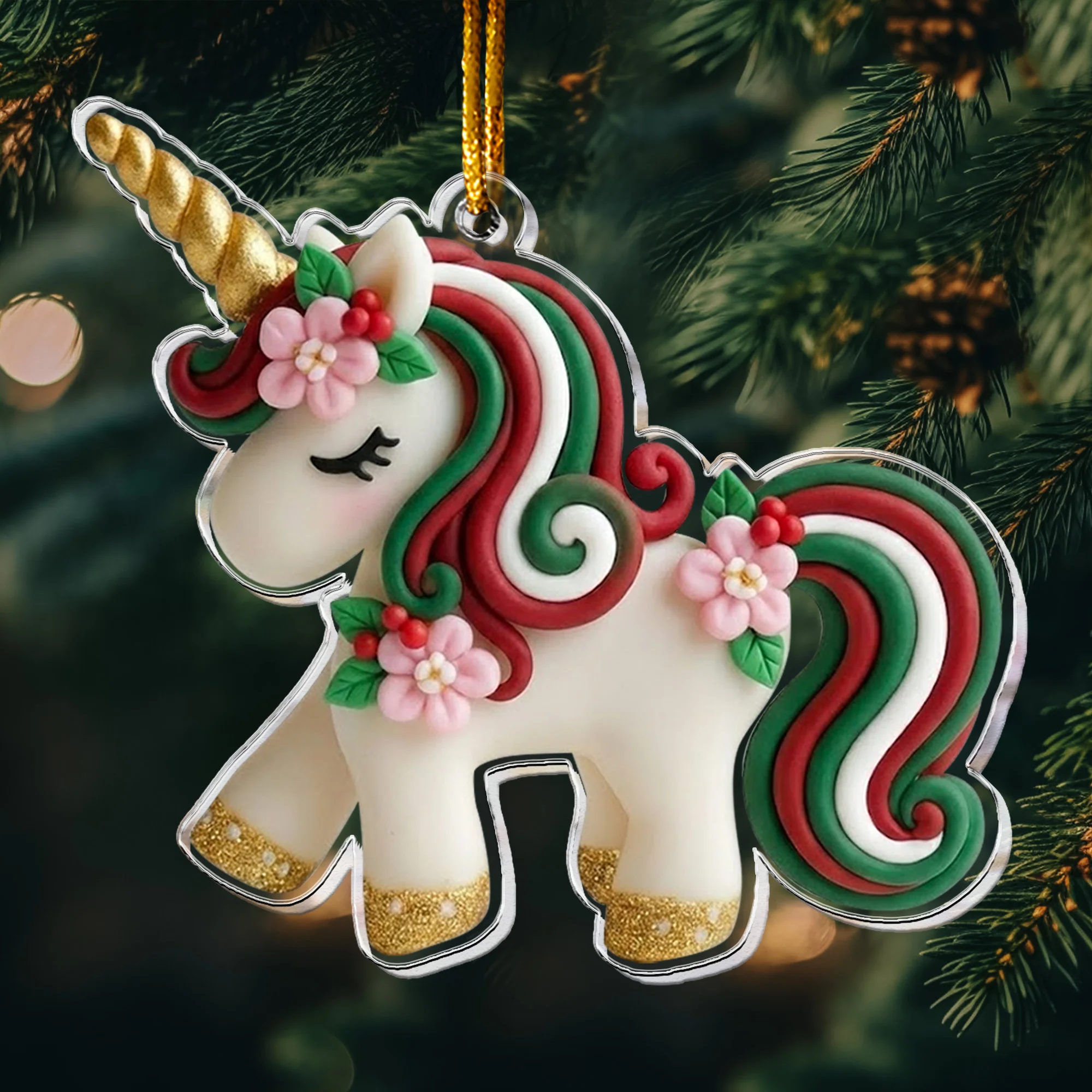 Unicorn Ornament For Girls 2D Flat - Acrylic Ornament - Image 7