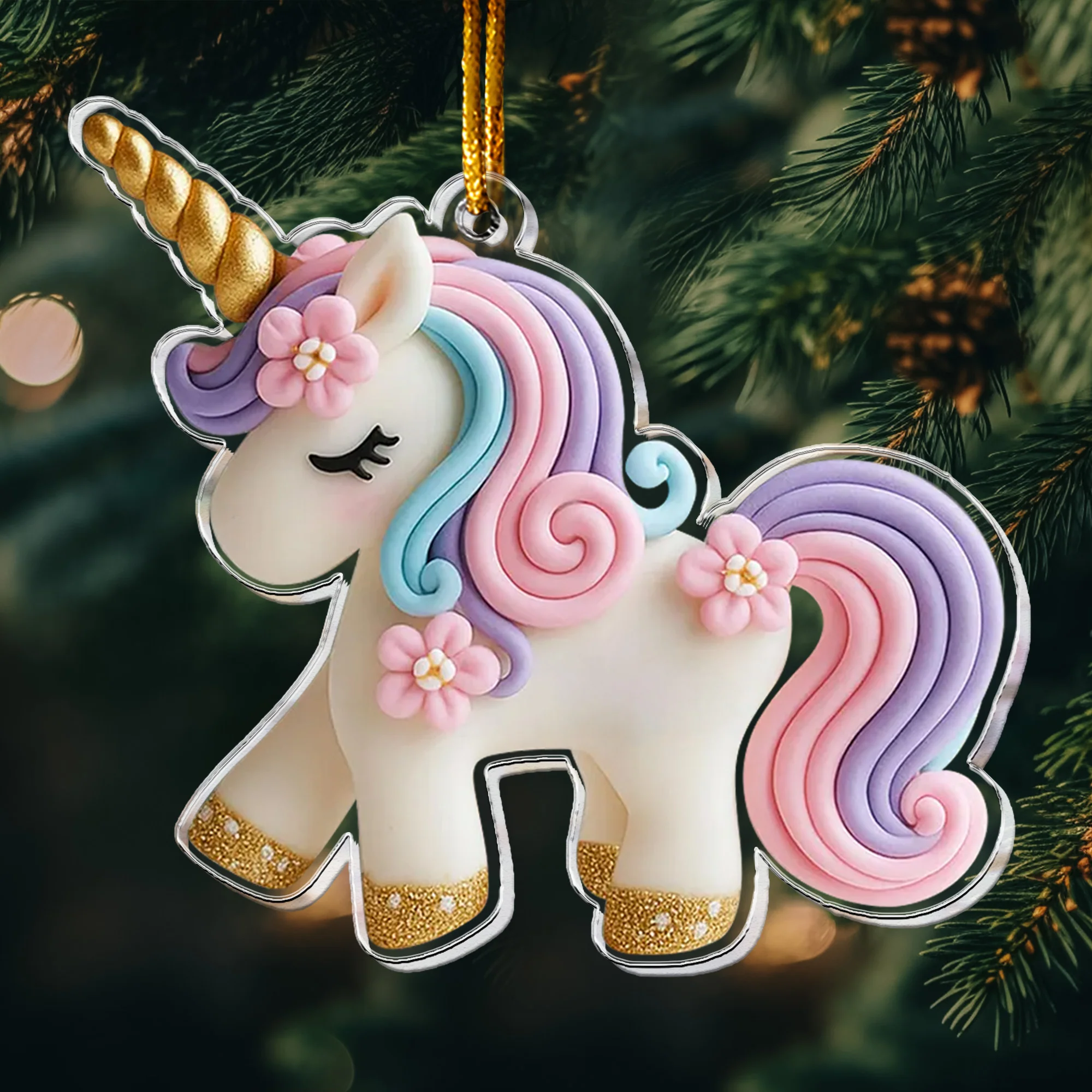 Unicorn Ornament For Girls 2D Flat - Acrylic Ornament - Image 8