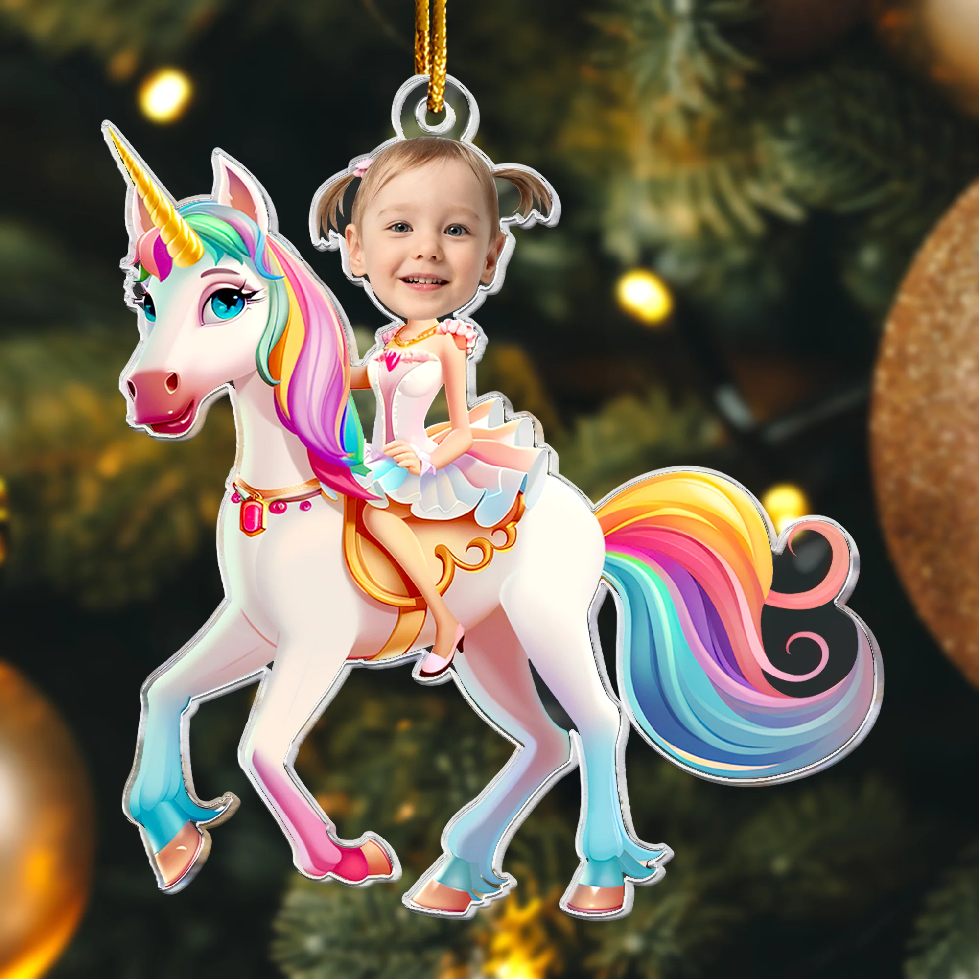 Unicorn Princess - Custom Face Ornament Gifts For Girl, Daughter - Personalized Acrylic Photo Ornament - Image 2