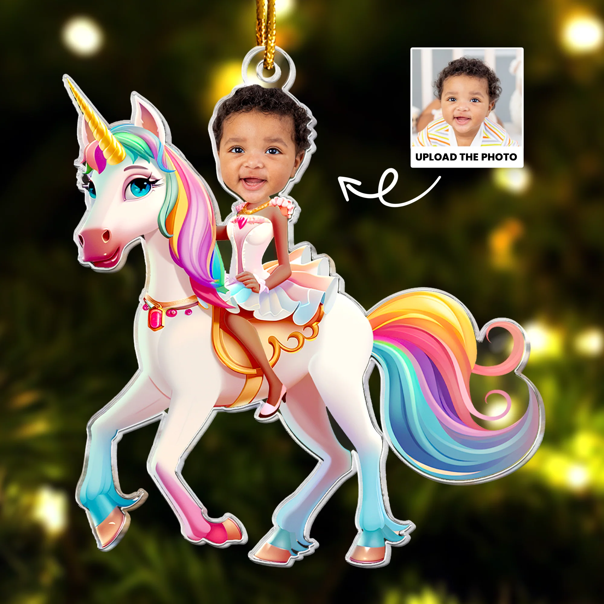 Unicorn Princess - Custom Face Ornament Gifts For Girl, Daughter - Personalized Acrylic Photo Ornament - Image 4