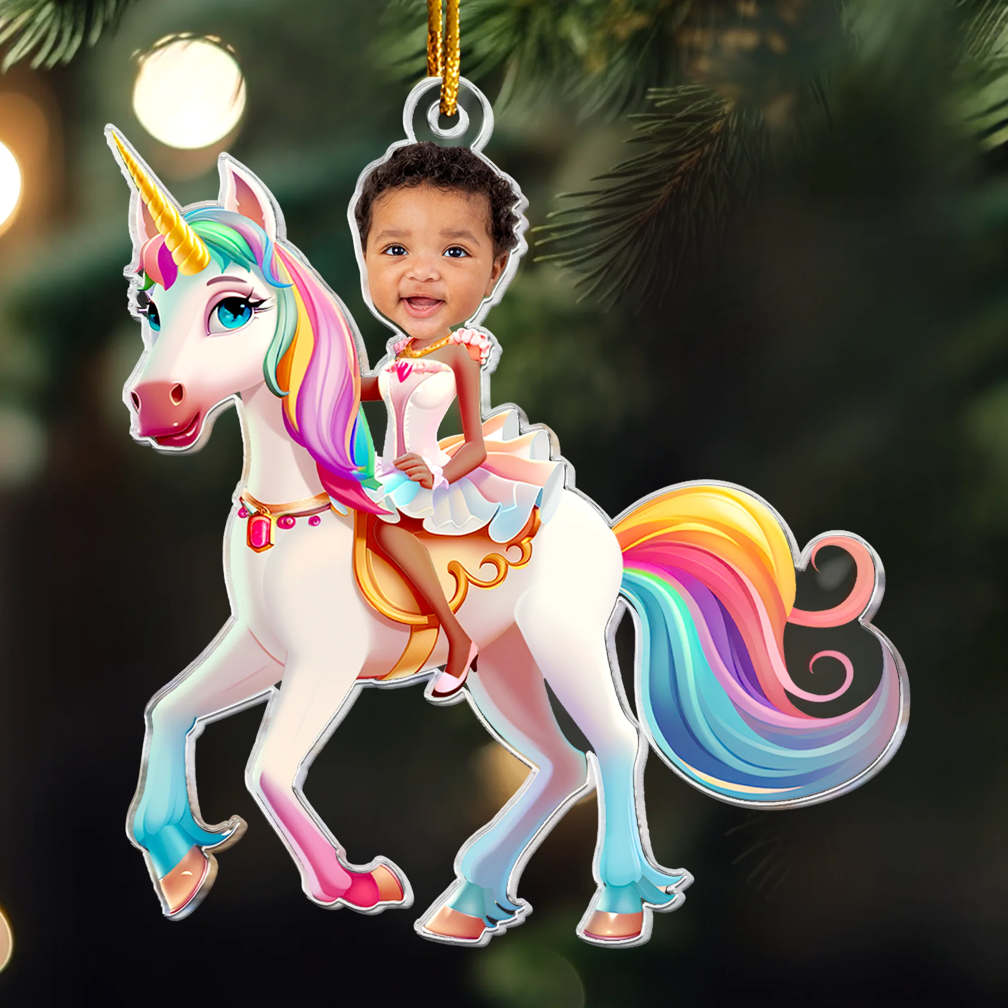 Unicorn Princess - Custom Face Ornament Gifts For Girl, Daughter - Personalized Acrylic Photo Ornament - Image 5