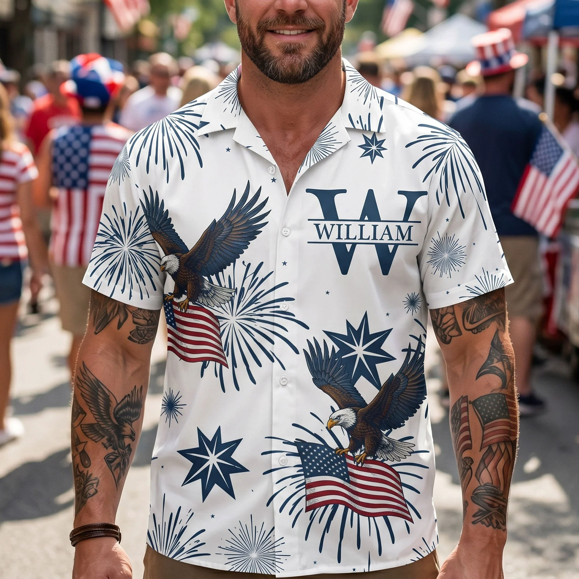 United States 250 Anniversary Eagle Usa Flag - Personalized Hawaiian Shirt - Image 4