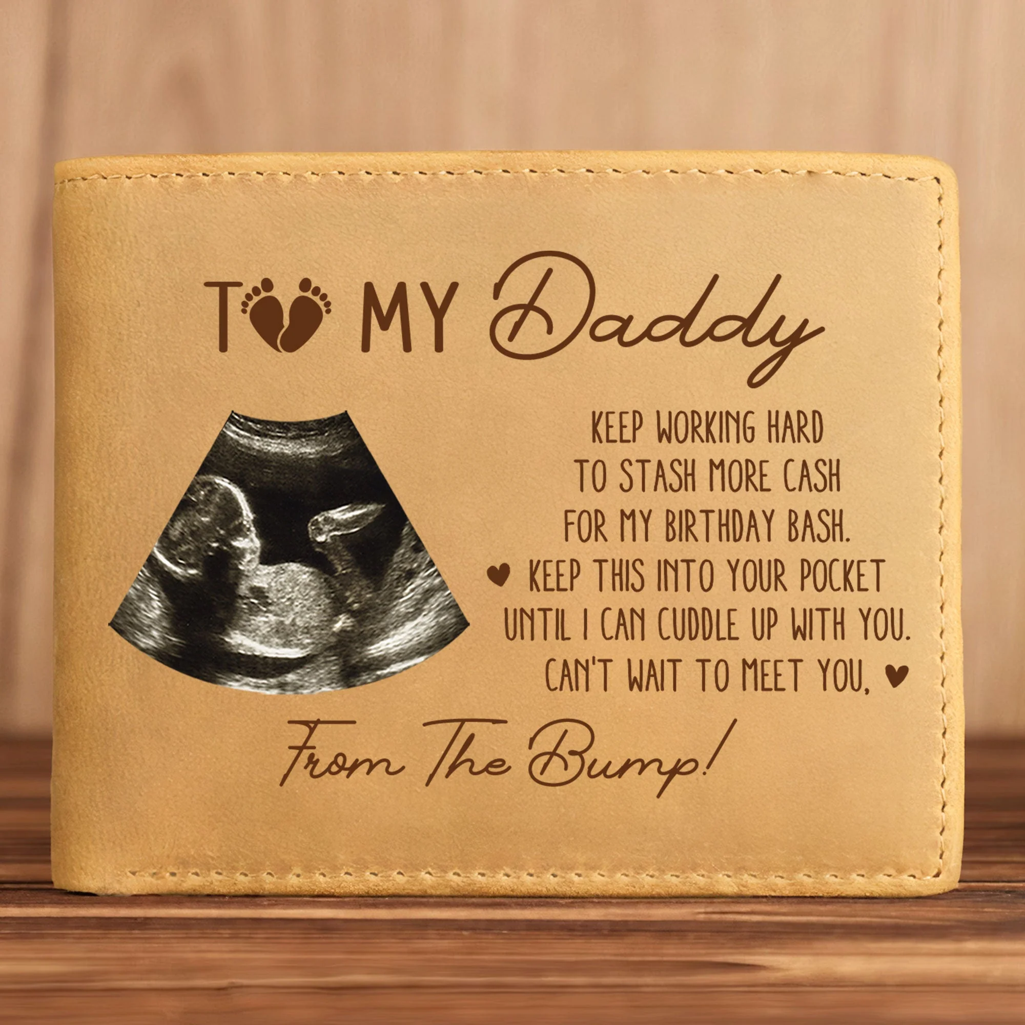 Until I Can Cuddle Up With You From Bump - Personalized Photo Leather Wallet - Image 2