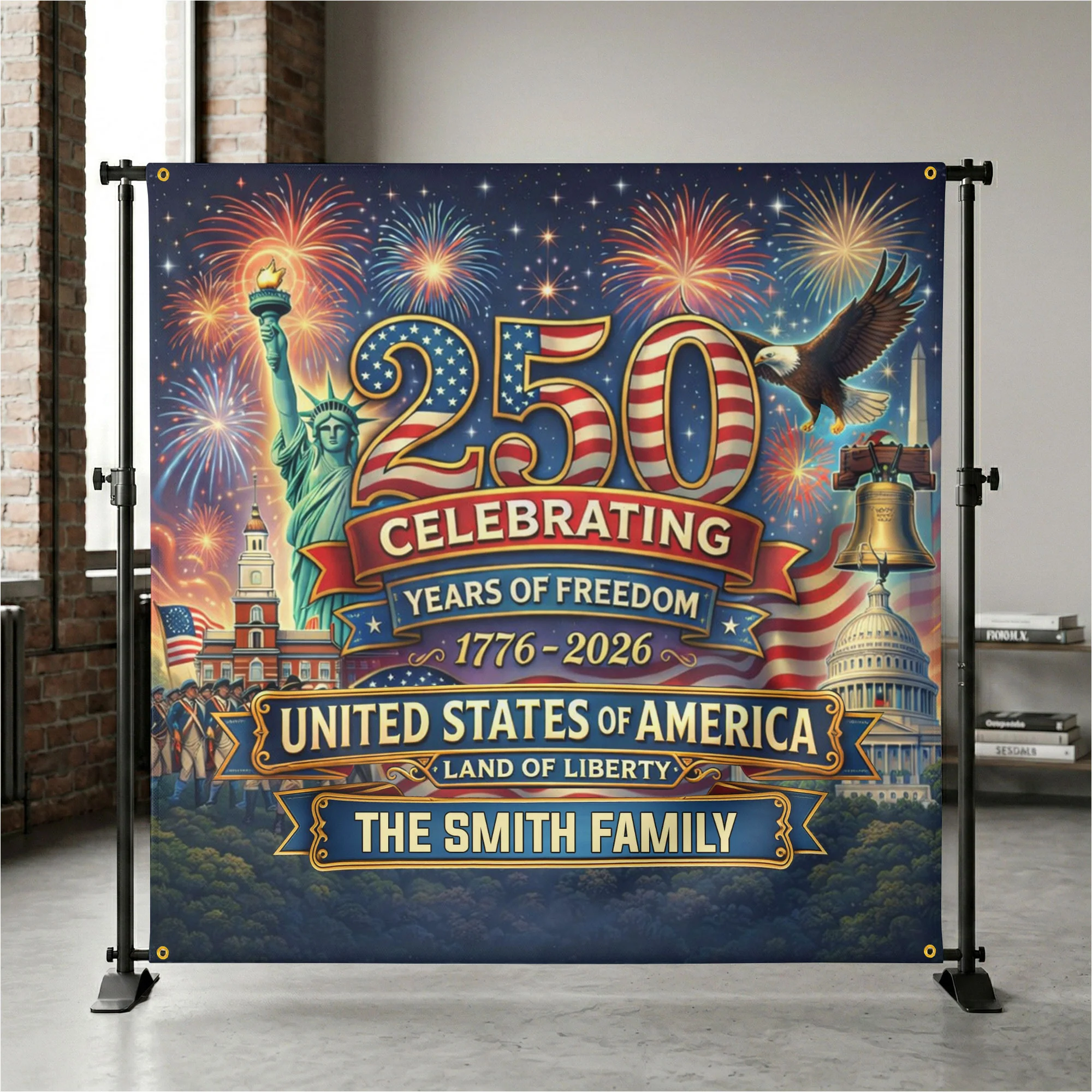 Usa 250th Anniversary Backdrop Semiquincentennial 1776-2026 - Personalized Backdrop - Image 6