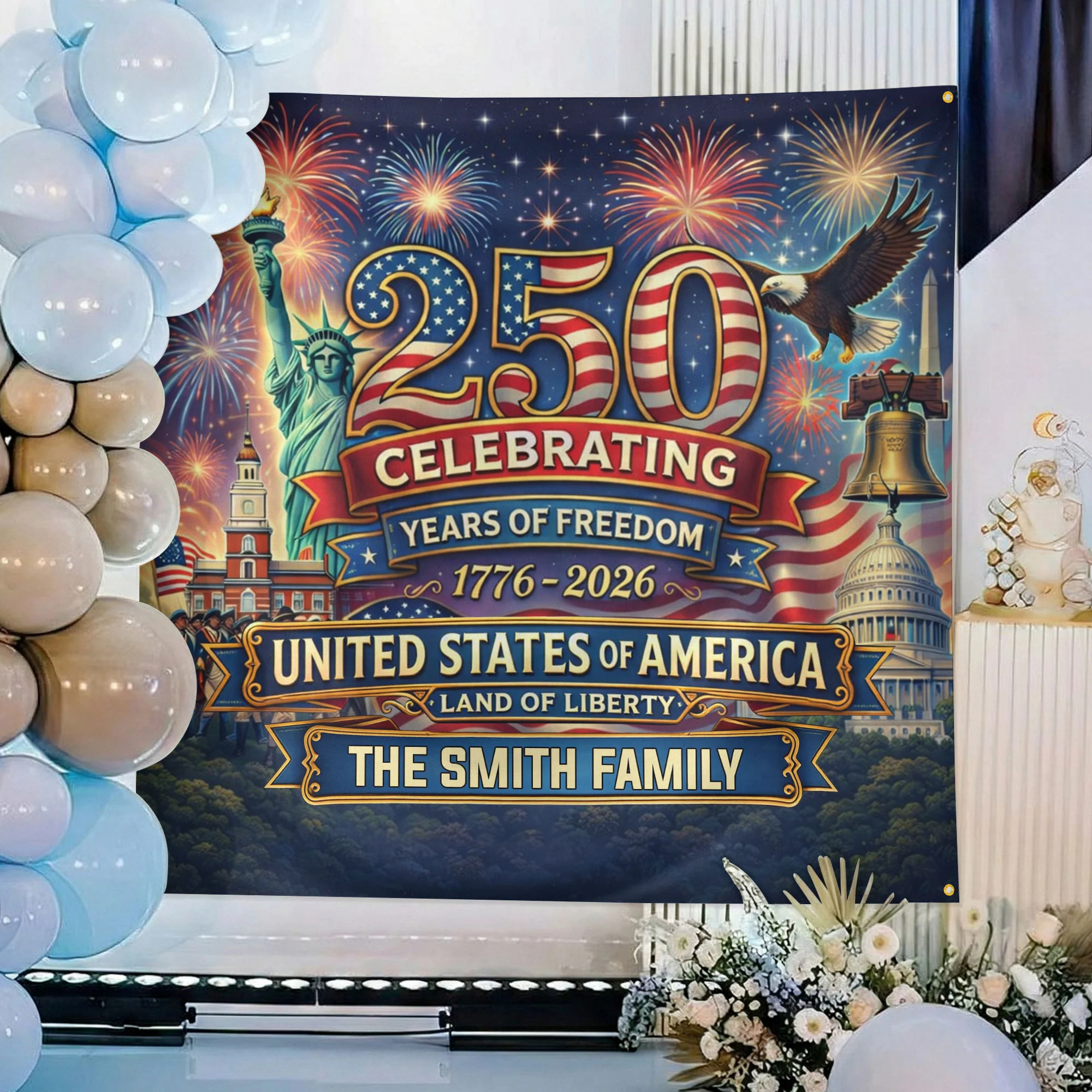 Usa 250th Anniversary Backdrop Semiquincentennial 1776-2026 - Personalized Backdrop - Image 7
