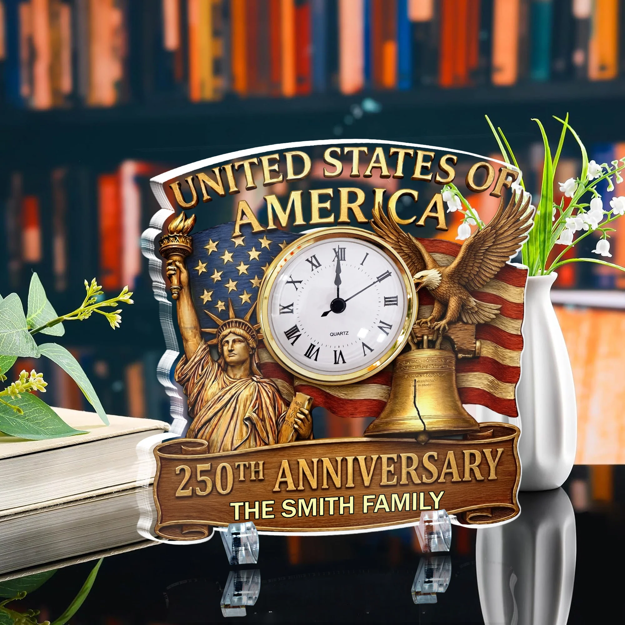 USA 250th Anniversary - Personalized Acrylic Desk Clock - Image 2