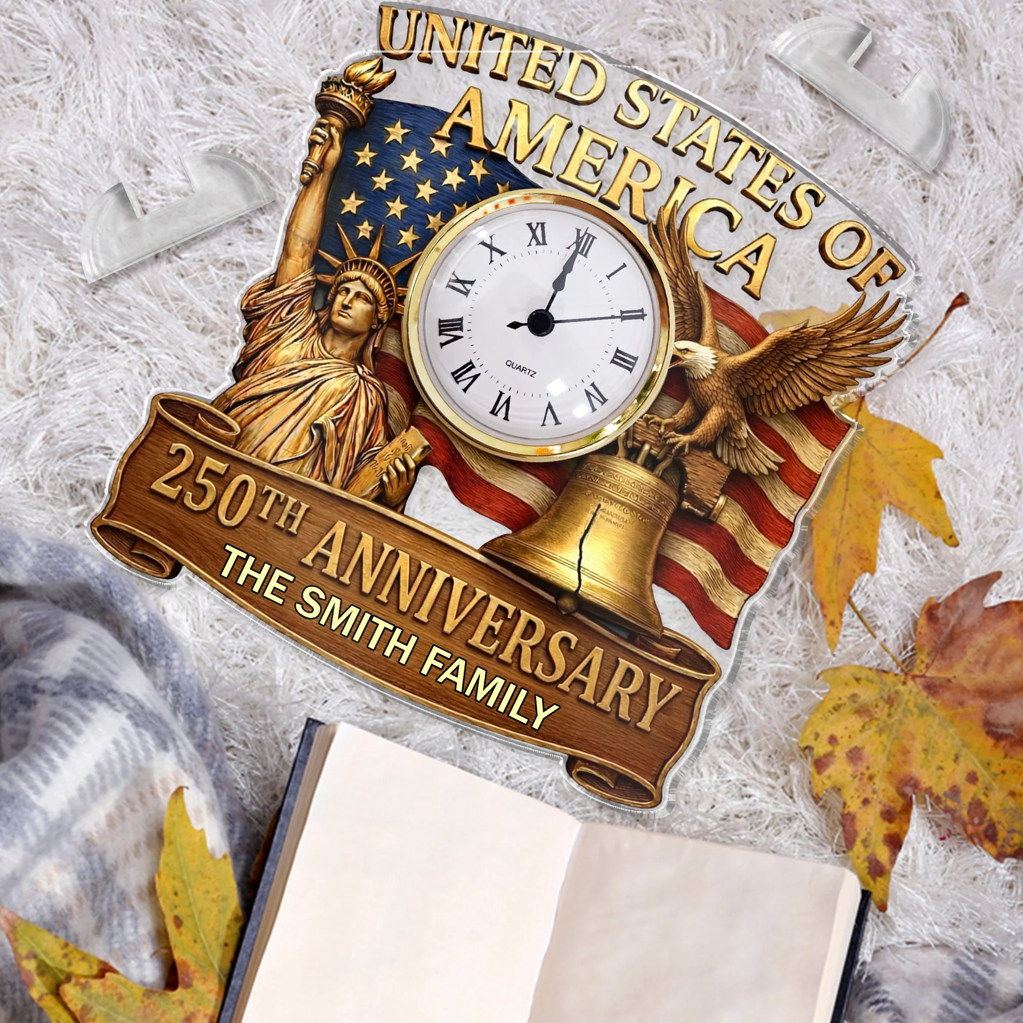 USA 250th Anniversary - Personalized Acrylic Desk Clock - Image 4