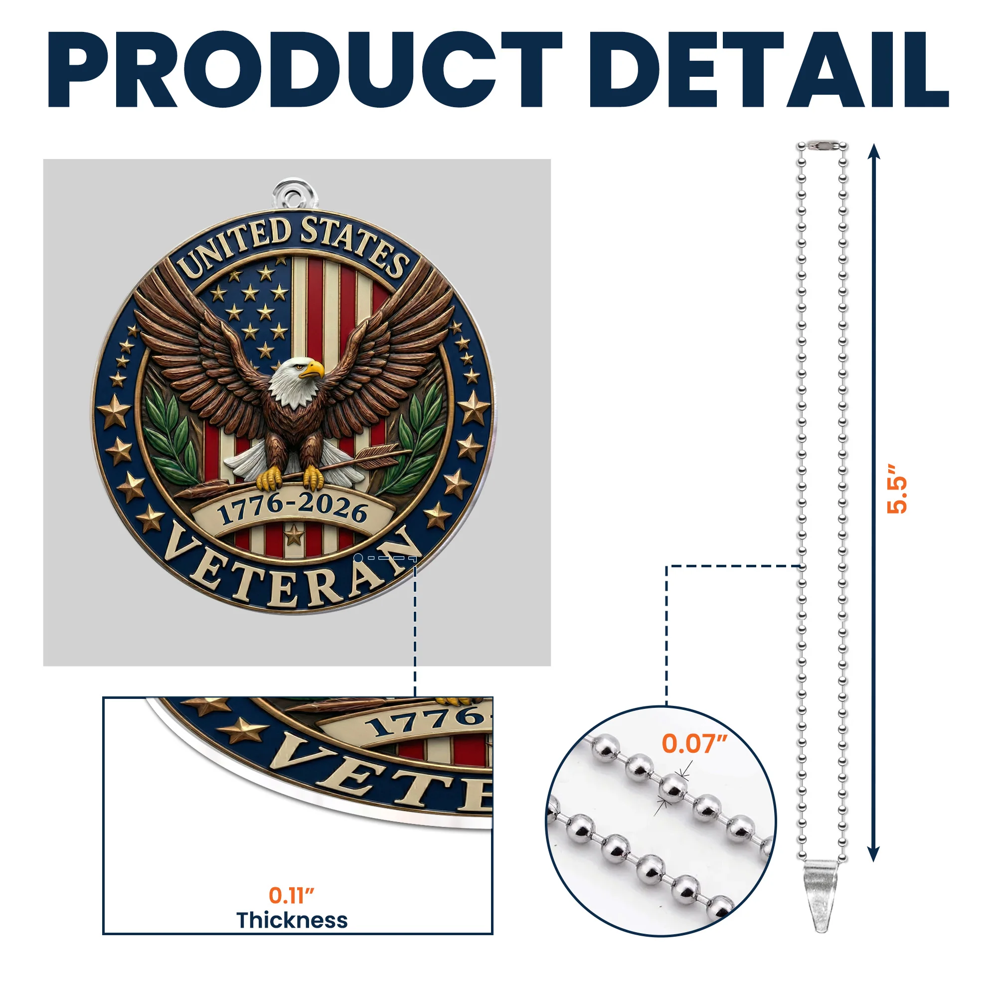 USA 250th Anniversary - Personalized Rear View Mirror Accessory - Image 4