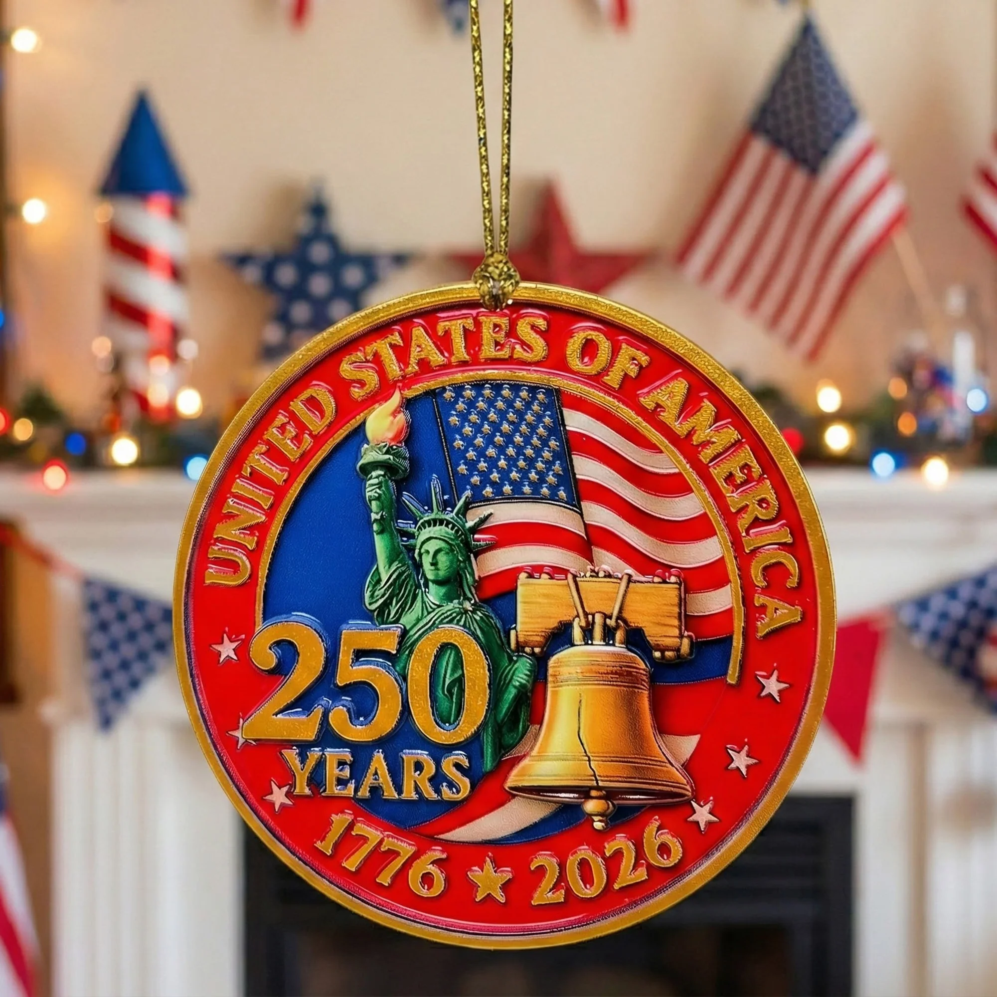 USA 250th Anniversary Resin Ornament, 1776-2026 Liberty Bell Decoration, Patriotic Ornament - Image 4