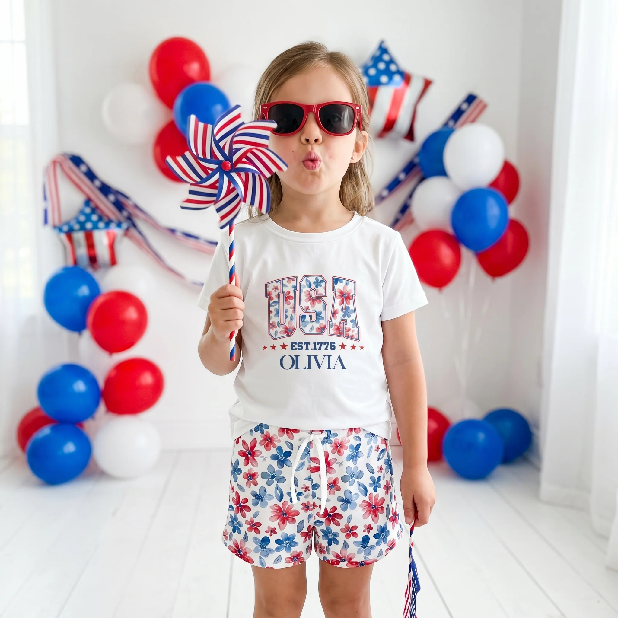 USA Est. 1776 250th Birthday - Personalized Kids Clothing Set - Image 2