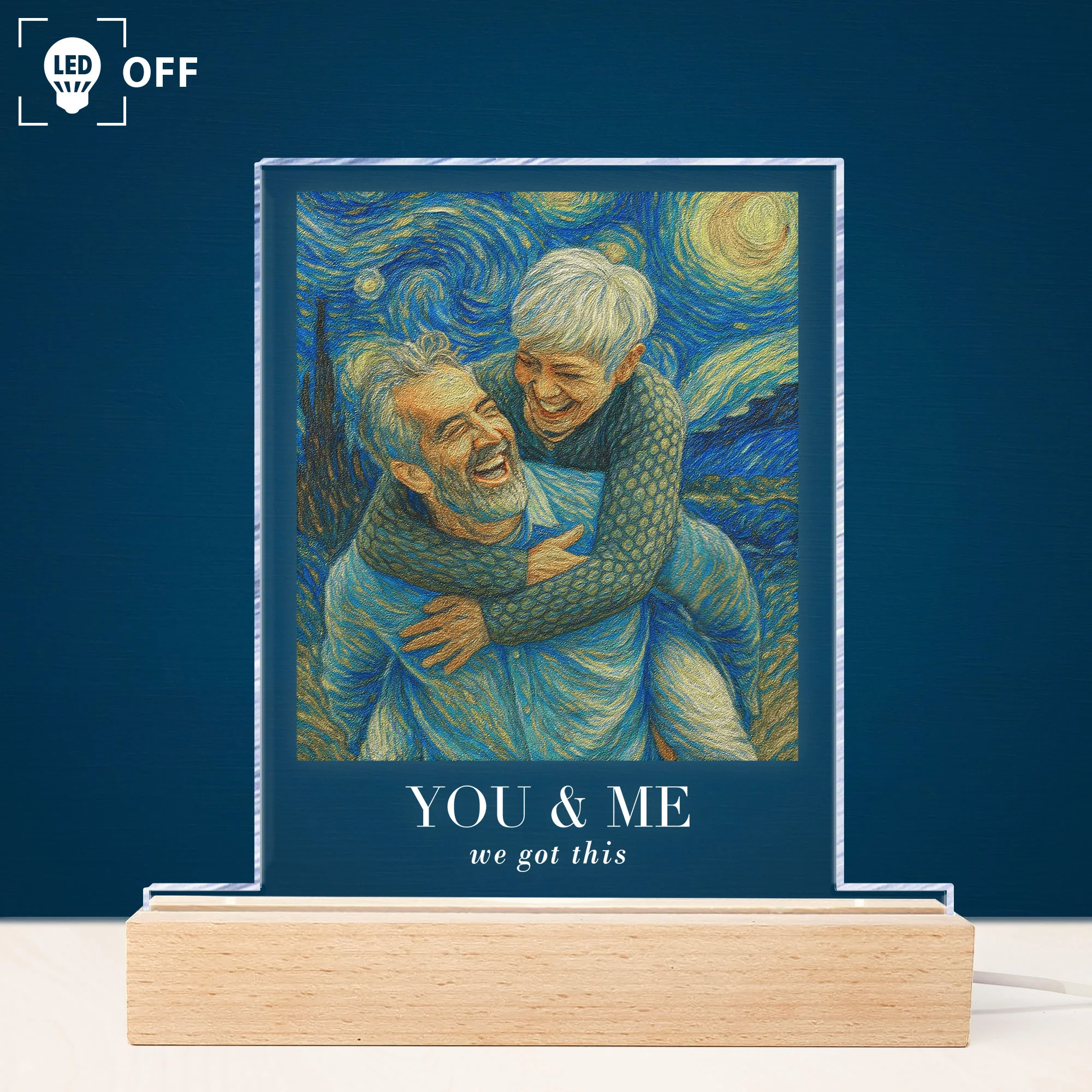 Van Gogh Art You & Me We Got This - Personalized Photo LED Light - Image 2