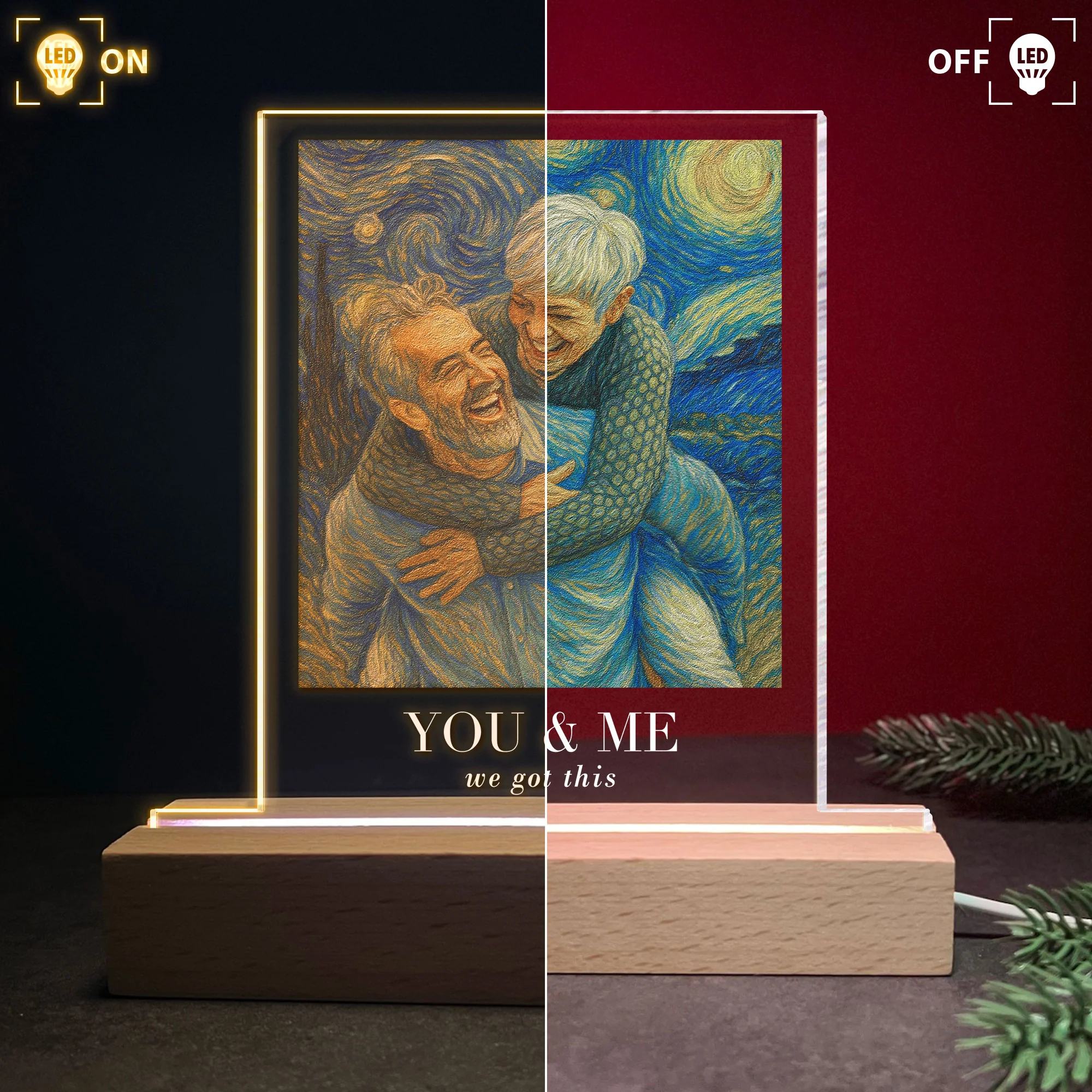 Van Gogh Art You & Me We Got This - Personalized Photo LED Light - Image 4