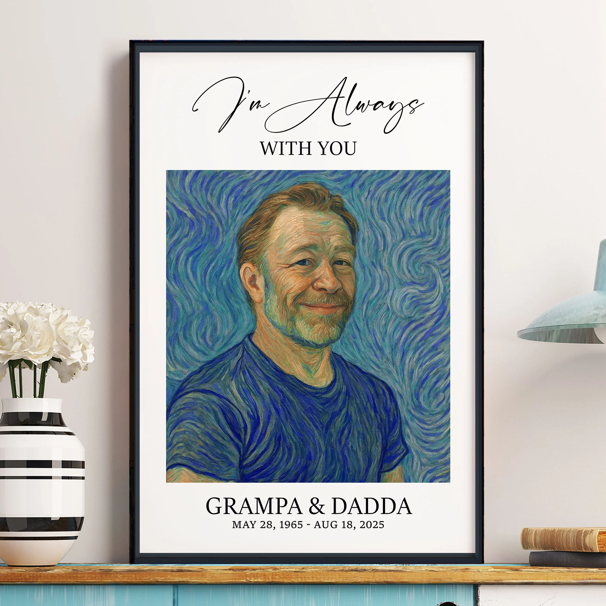 Van Gogh Self Portrait Art I'm Always With You Memorial Gift - Personalized Photo Poster - Image 7