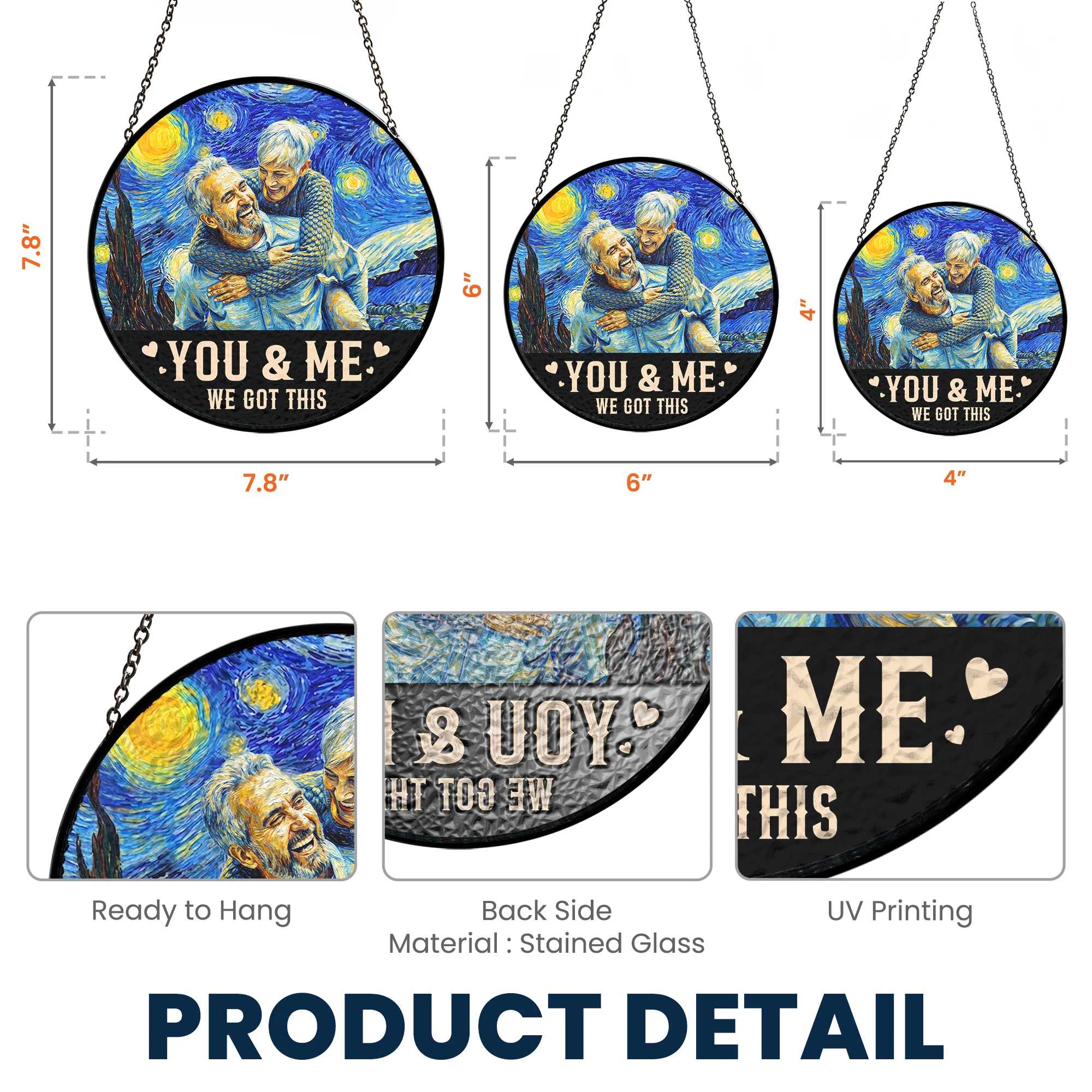 Van Gogh Style You & Me We Got This - Personalized Photo Stained Glass Window Hanging Suncatcher - Image 6