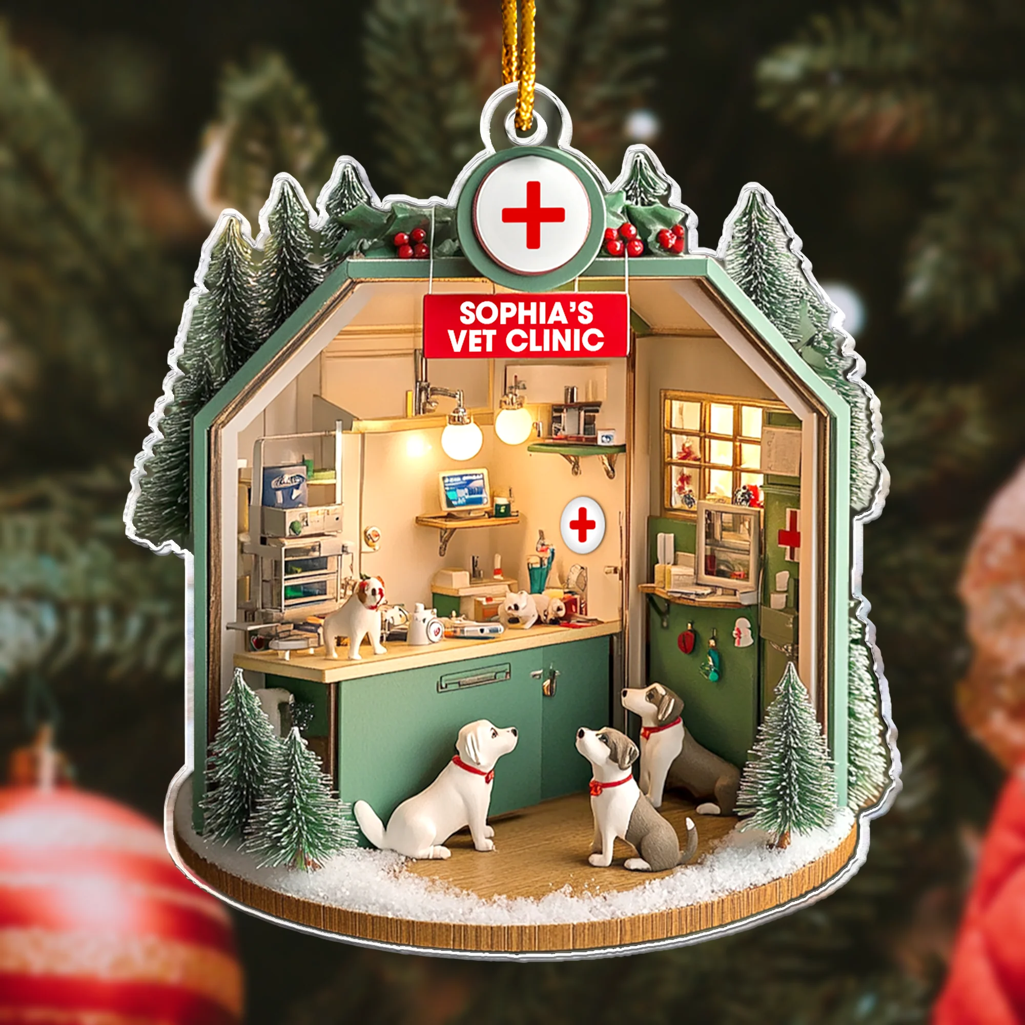 Vet Clinic Ornament - Veterinarian Clinic Christmas Decoration - Personalized Acrylic Ornament - Image 2