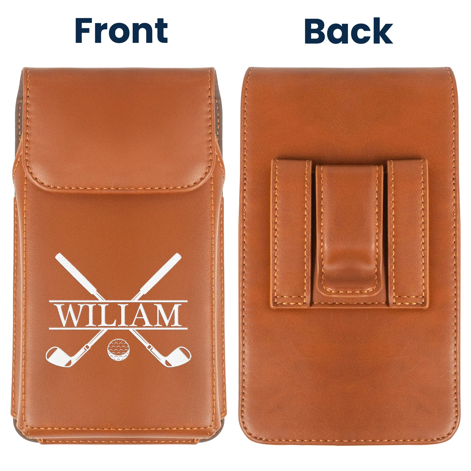 Vintage Custom Name & Symbols For Men, Husband, Dad - Personalized Leather Phone Holster - Image 2