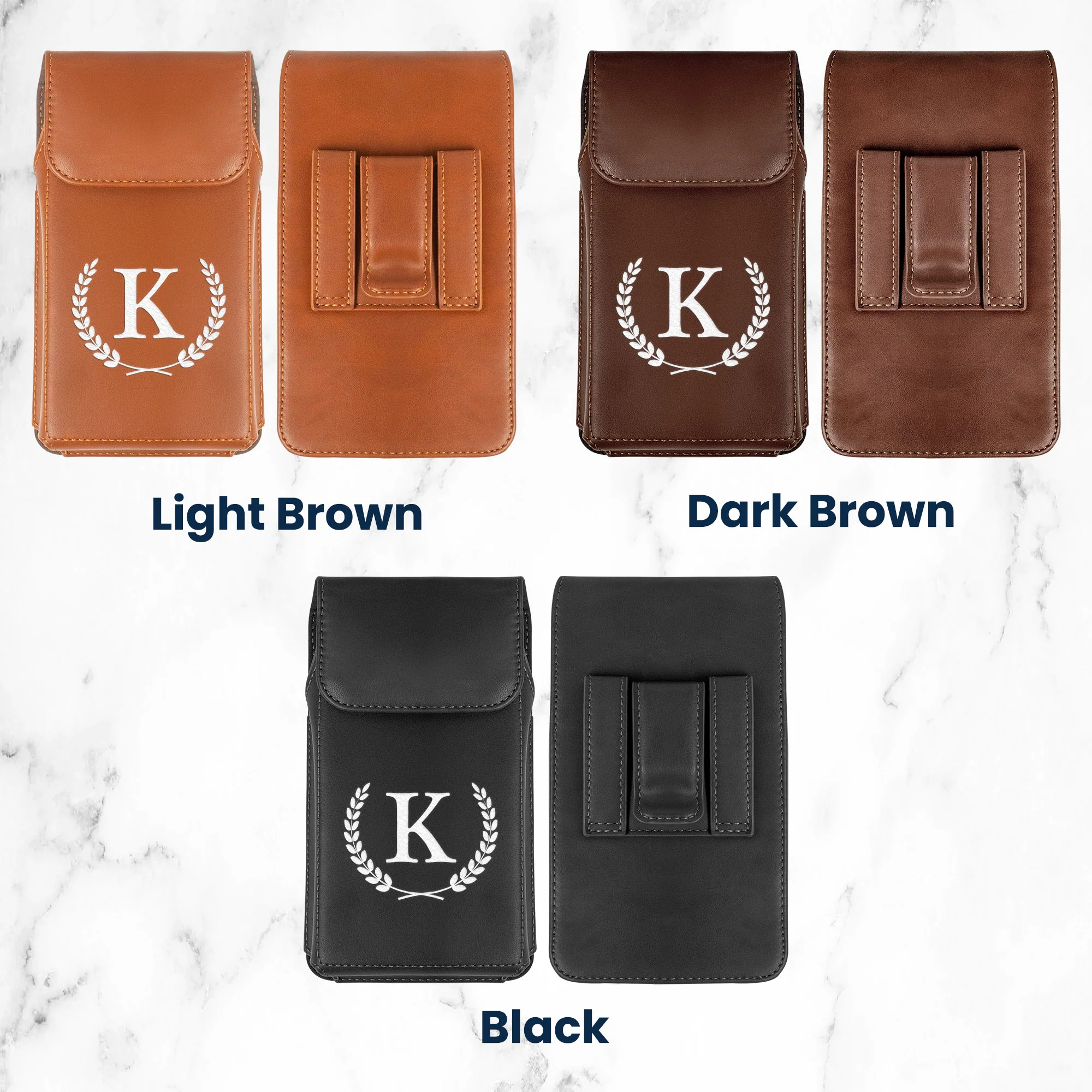 Vintage Custom Name & Symbols For Men, Husband, Dad - Personalized Leather Phone Holster - Image 5