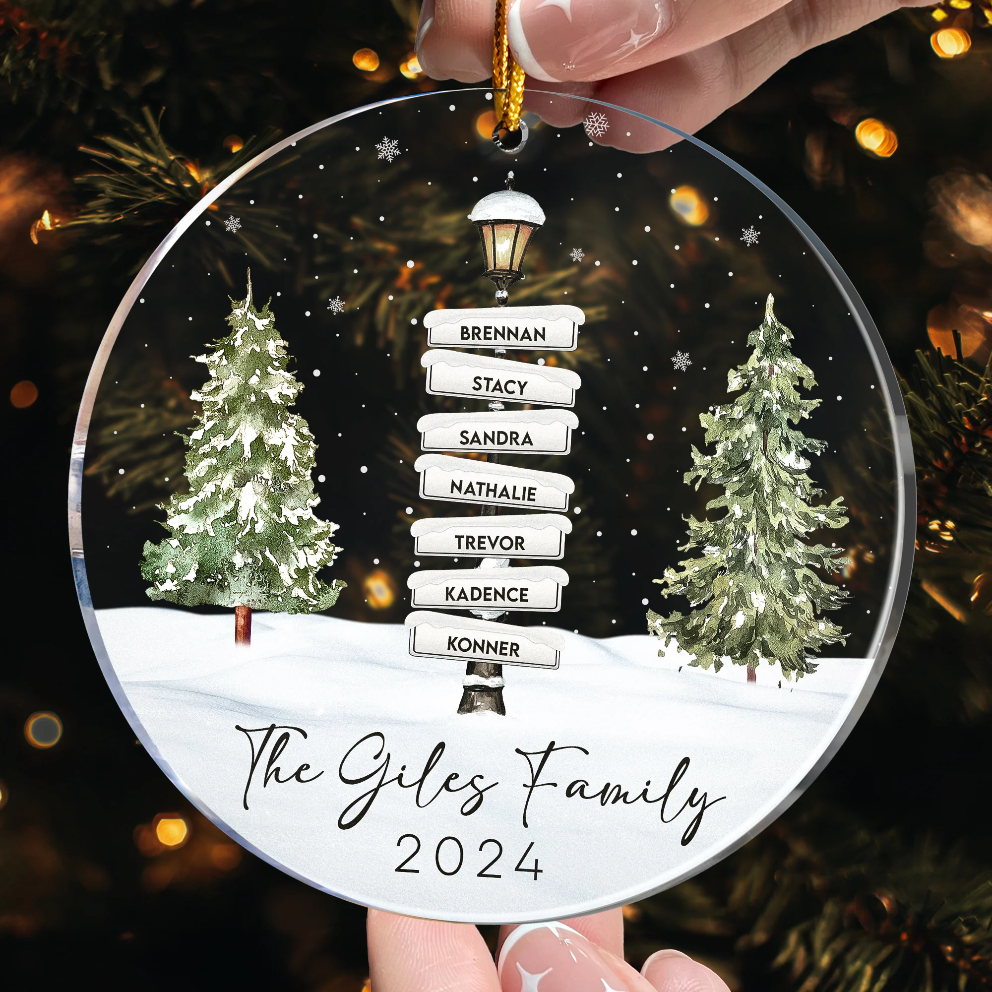 Vintage Family Lamp Post Signs - Personalized Acrylic Ornament - Image 3