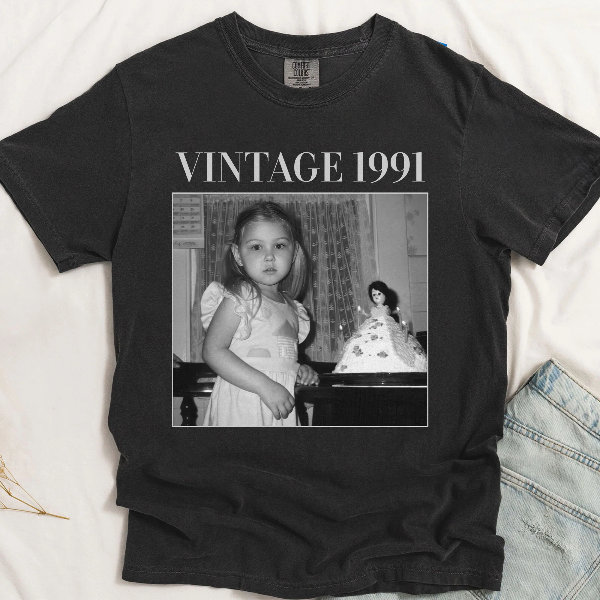Vintage Photo And Year - Personalized Comfort Tee - Image 2