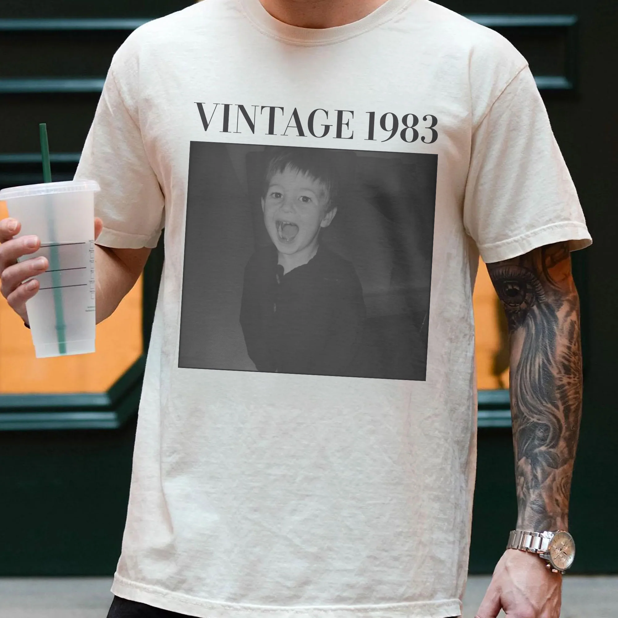 Vintage Photo And Year - Personalized Comfort Tee - Image 4