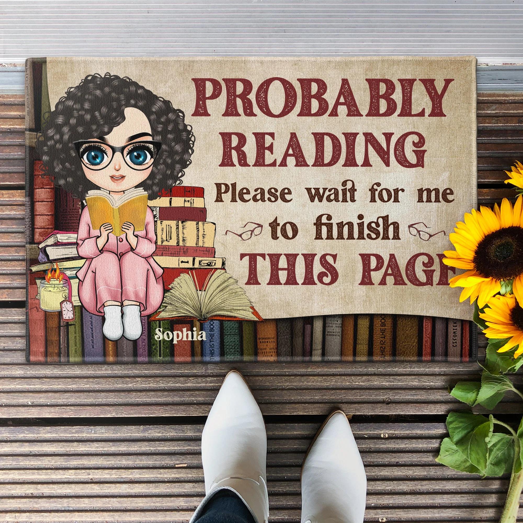 Wait For Me To Finish This Page - Personalized Doormat - Birthday Gift Funny Gift Housewarming Gift For Book Lovers - Image 2