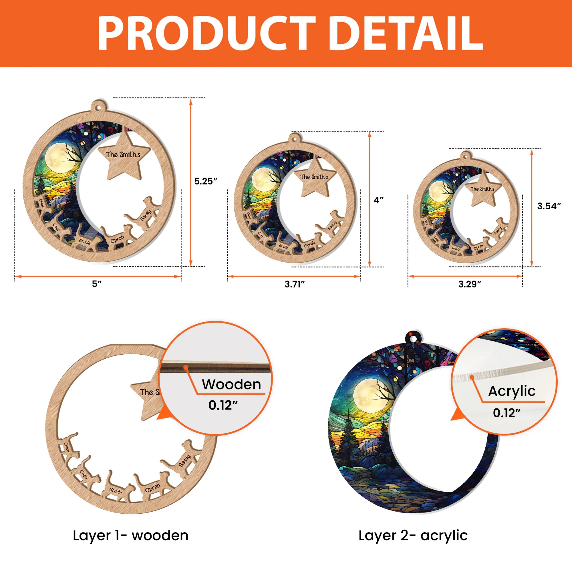 Walking Cats - Personalized Suncatcher Ornament - Image 5
