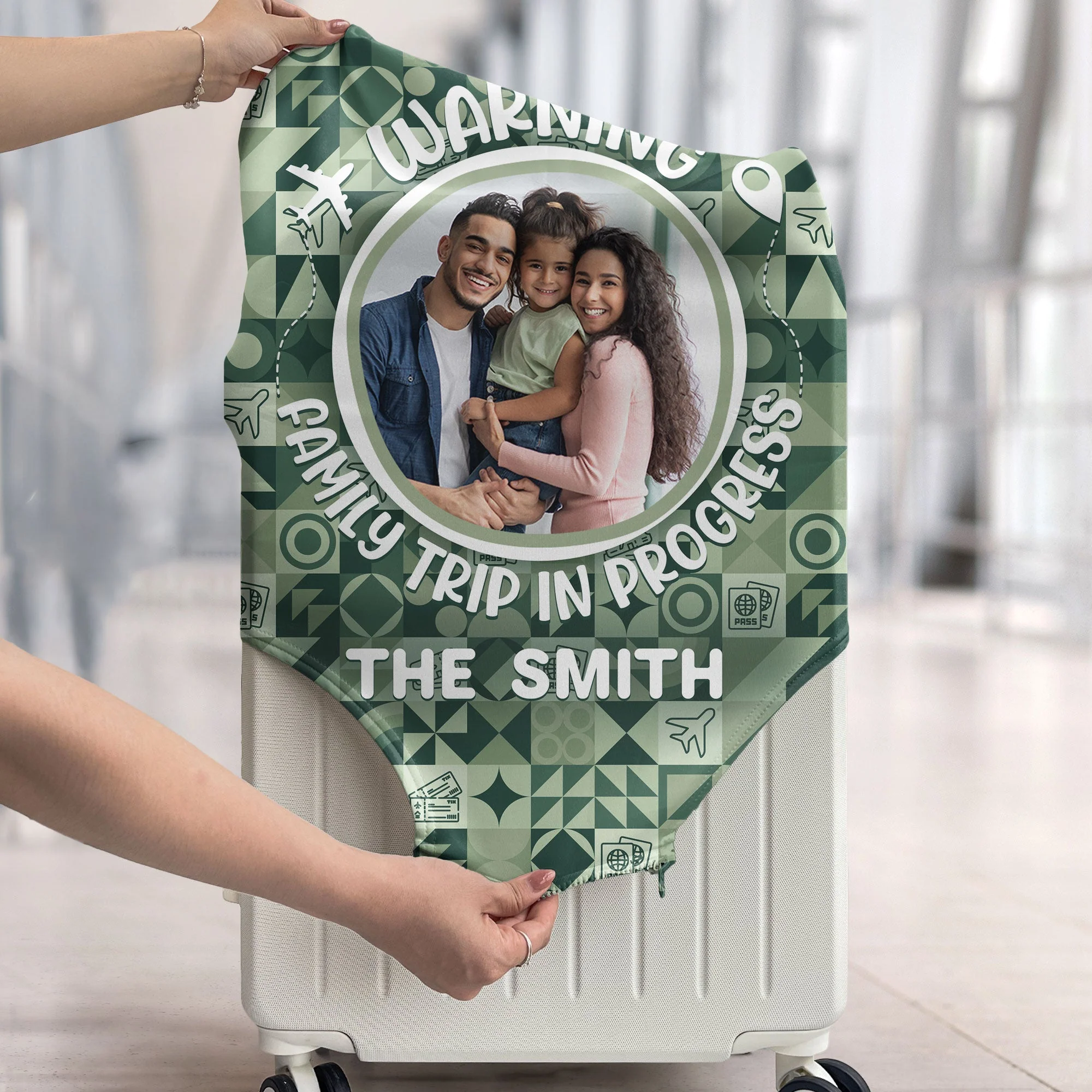 Warning Family Trip In Progress - Personalized Photo Luggage Cover - Image 5