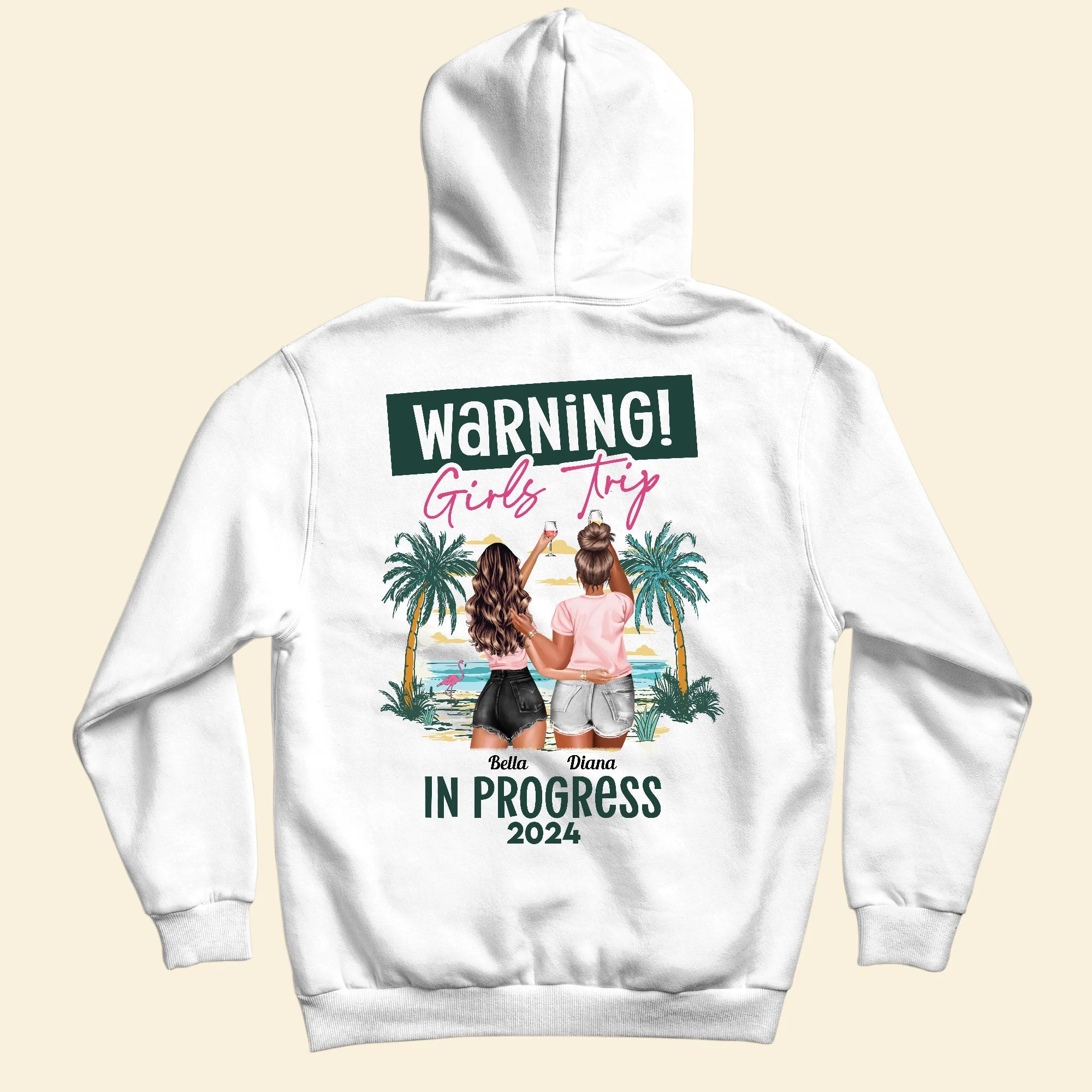Warning Girls Trip In Progress - Personalized Back Printed Shirt - Image 3