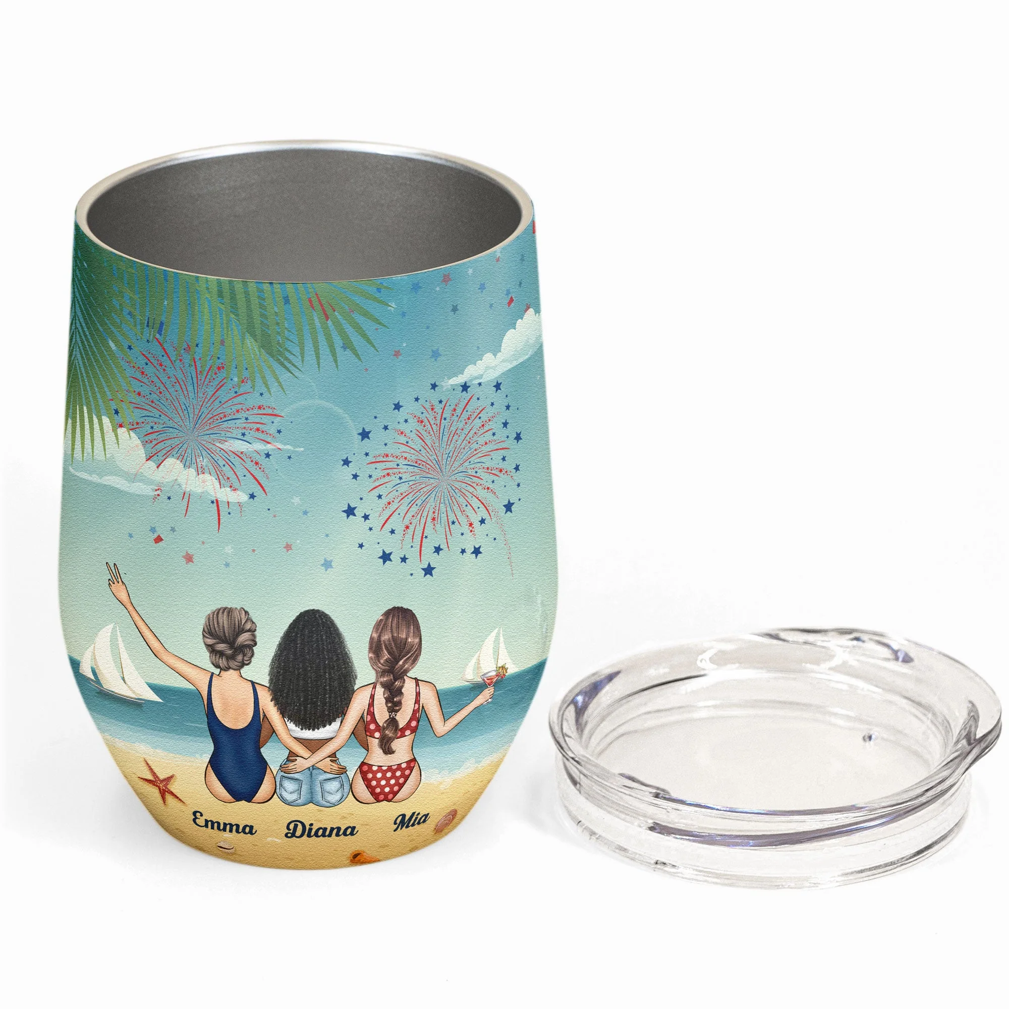 Warning The Girls Are Drinking Again 4th July  - Personalized Wine Tumbler - Image 2