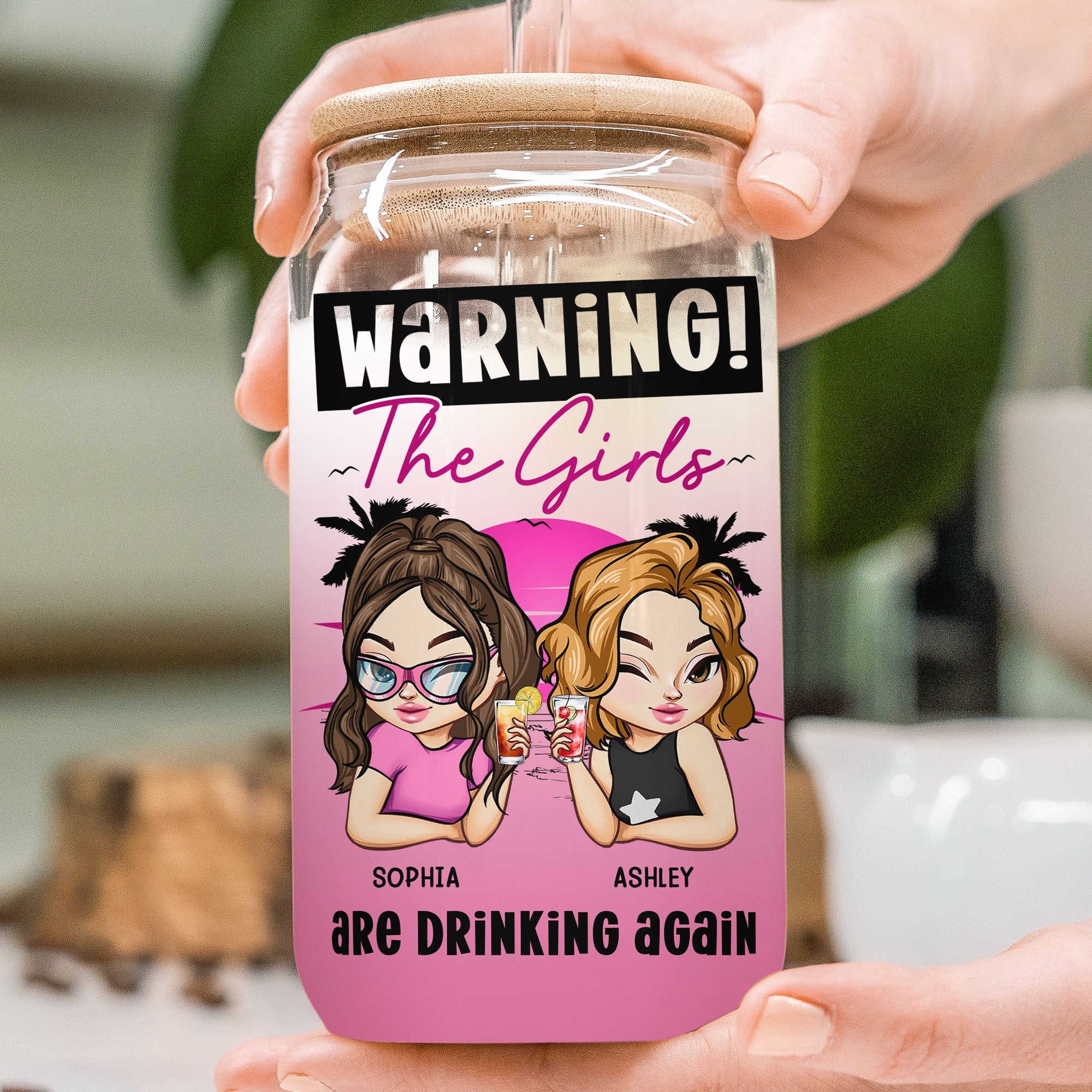 Warning The Girls Are Drinking Again - New Version - Personalized Clear Glass Cup - Image 2