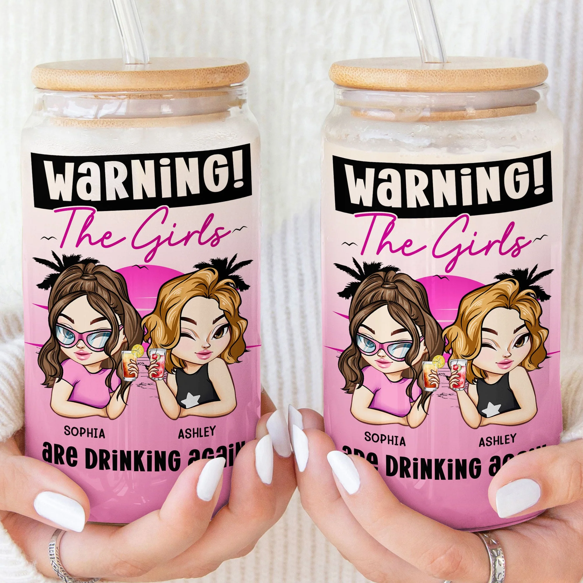 Warning The Girls Are Drinking Again - New Version - Personalized Clear Glass Cup - Image 3