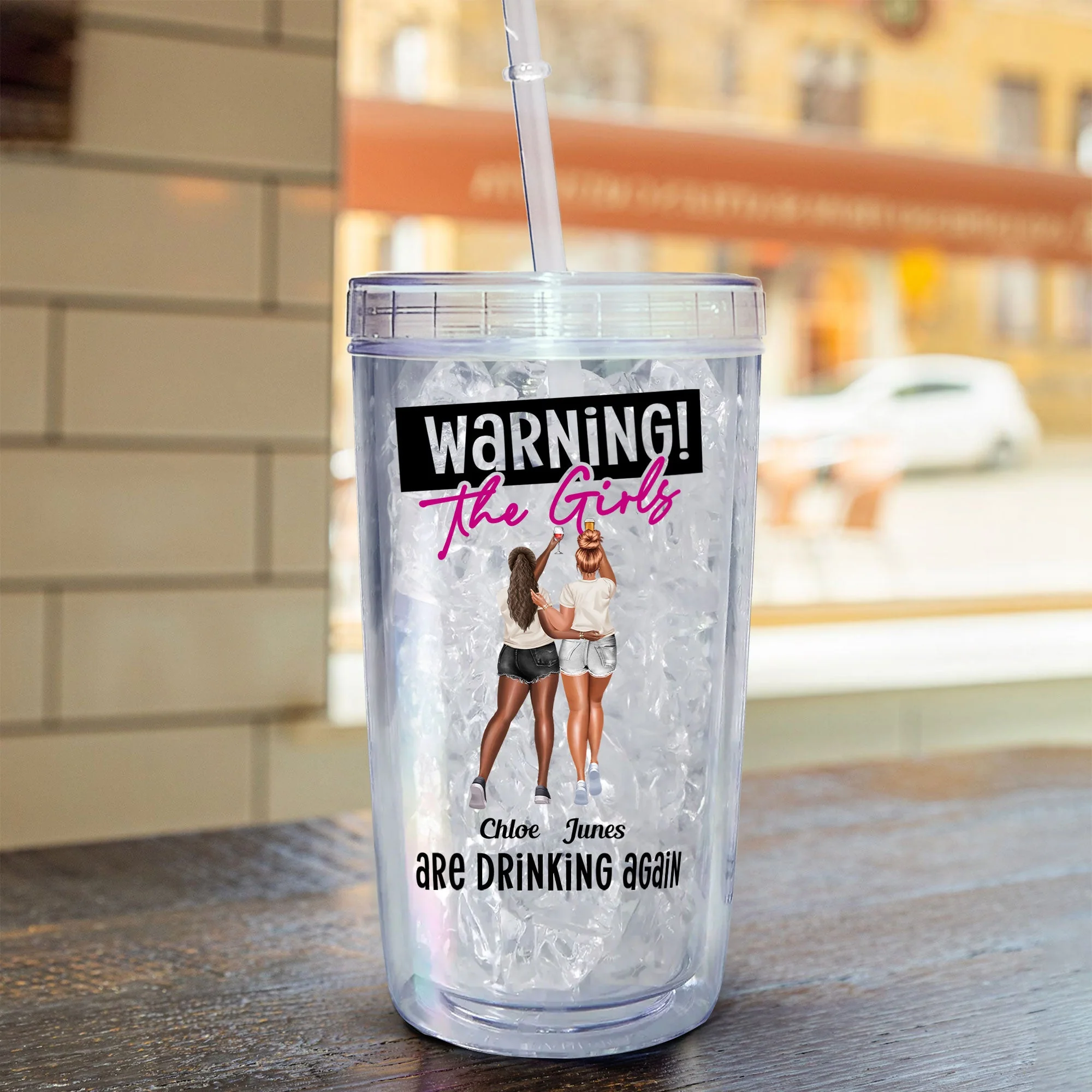 Warning The Girls Are Drinking Again - Personalized Acrylic Tumbler With Straw - Image 4