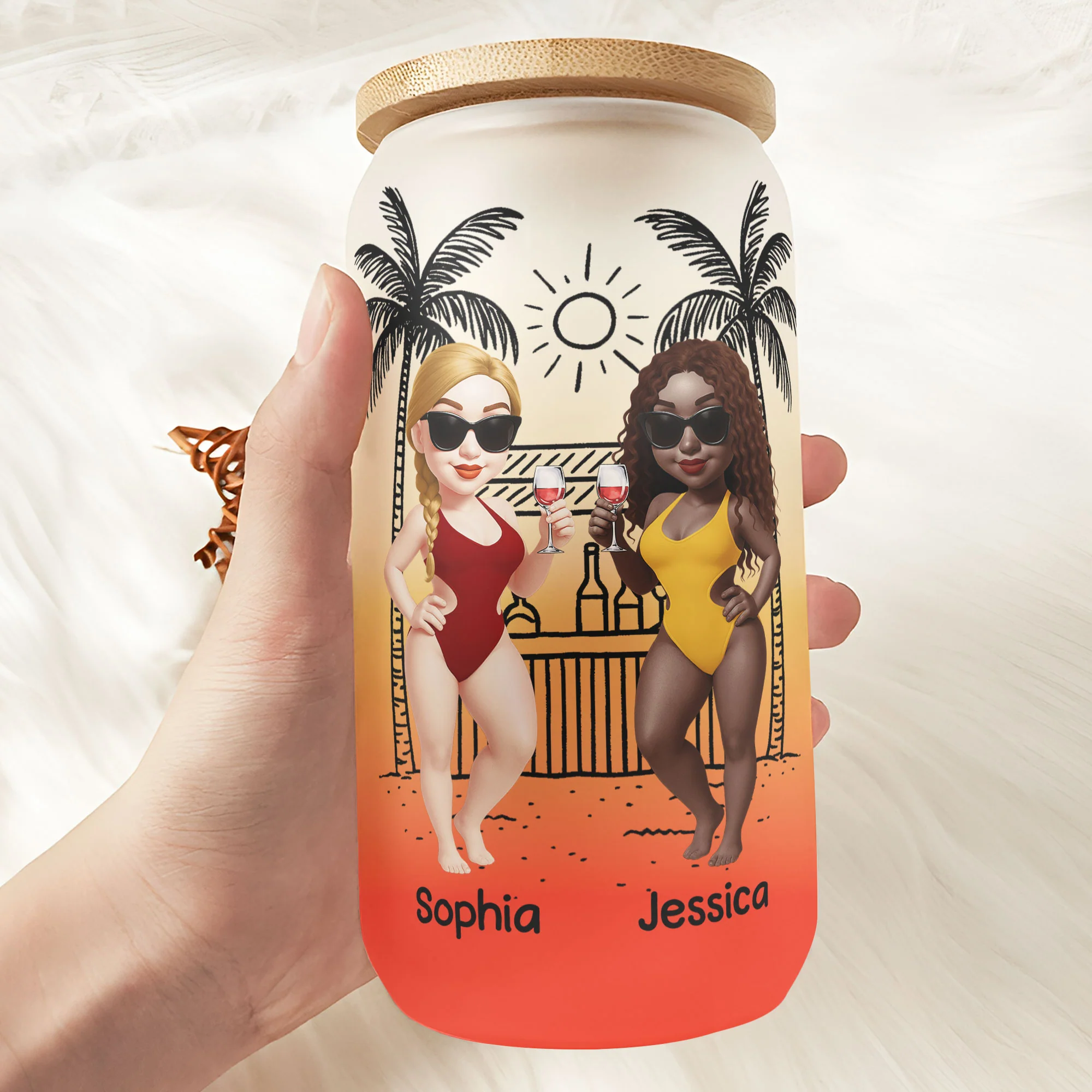 Warning! The Girls Are Drinking Again - Summer Besties Trip - Personalized Frosted Glass Cup - Image 4