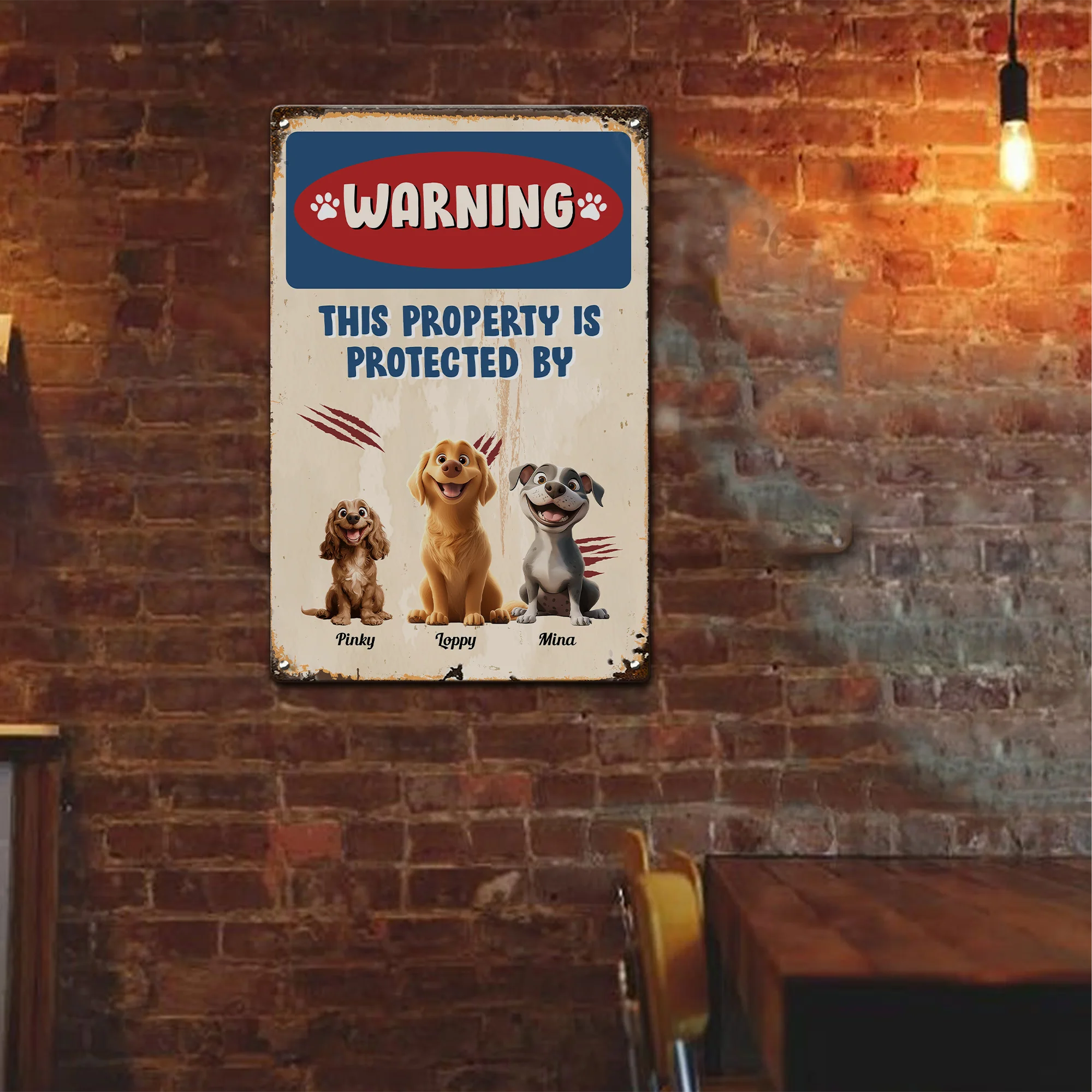 Warning This Property Is Protected By - Personalized Metal Sign - Image 3