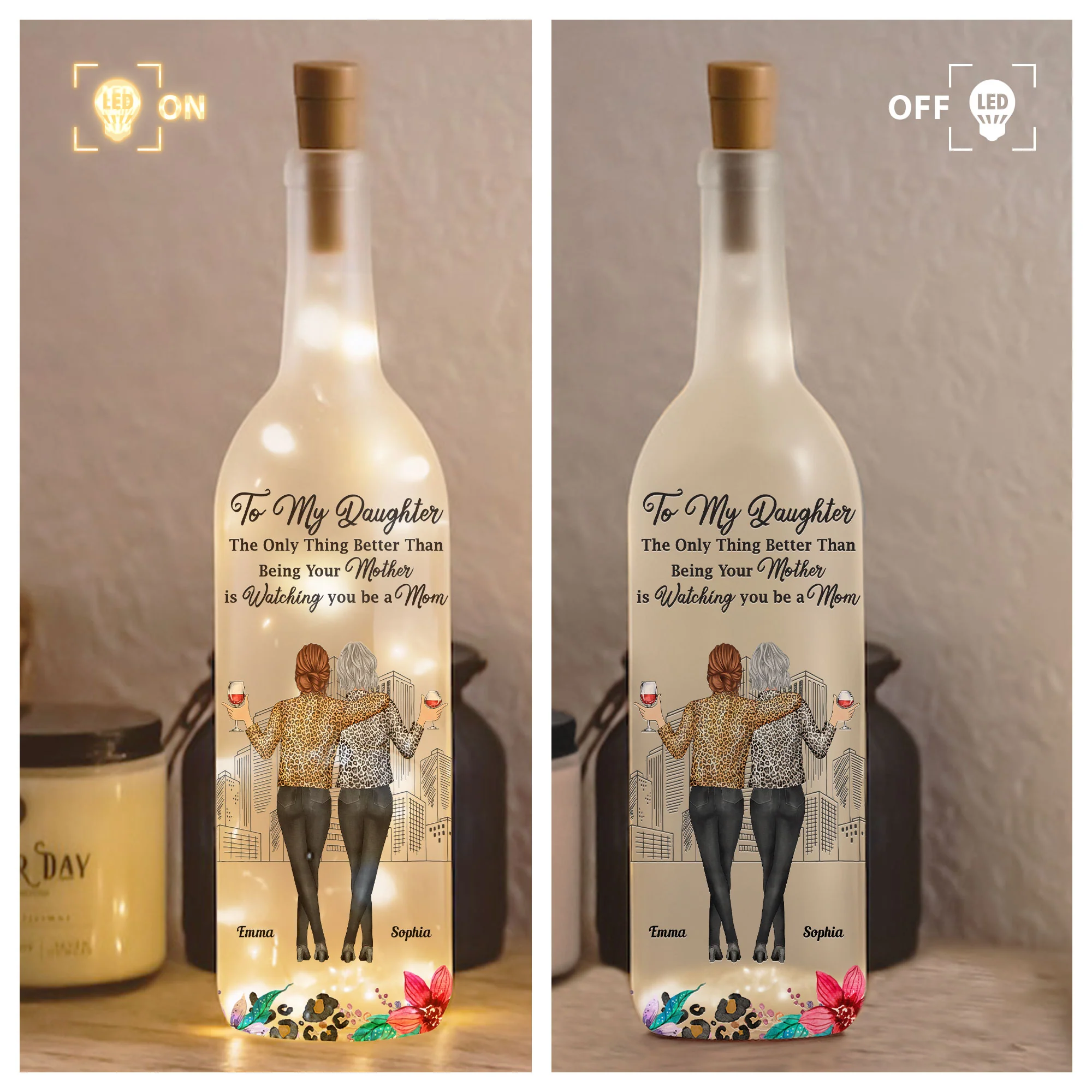Watching You Be A Mom - Personalized Bottle Lamp - Image 3