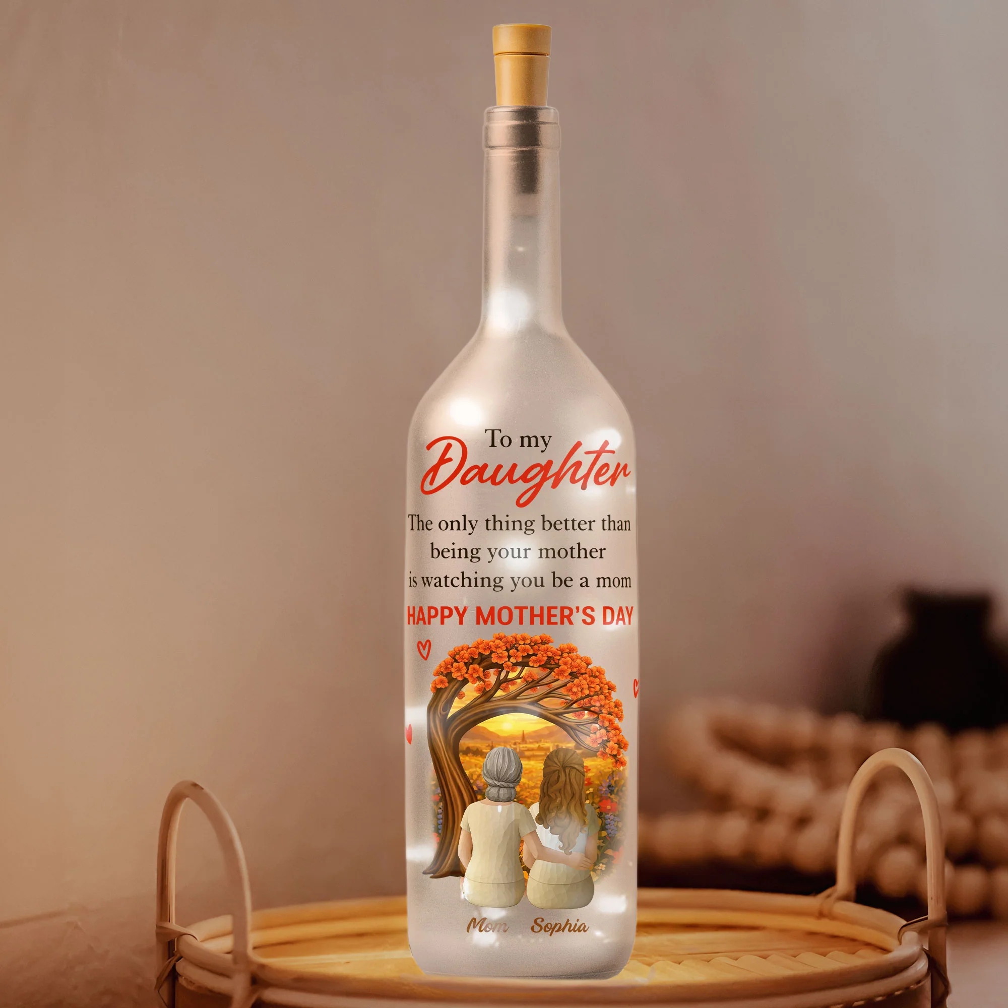 Watching You Be A Mom - Personalized Bottle Lamp