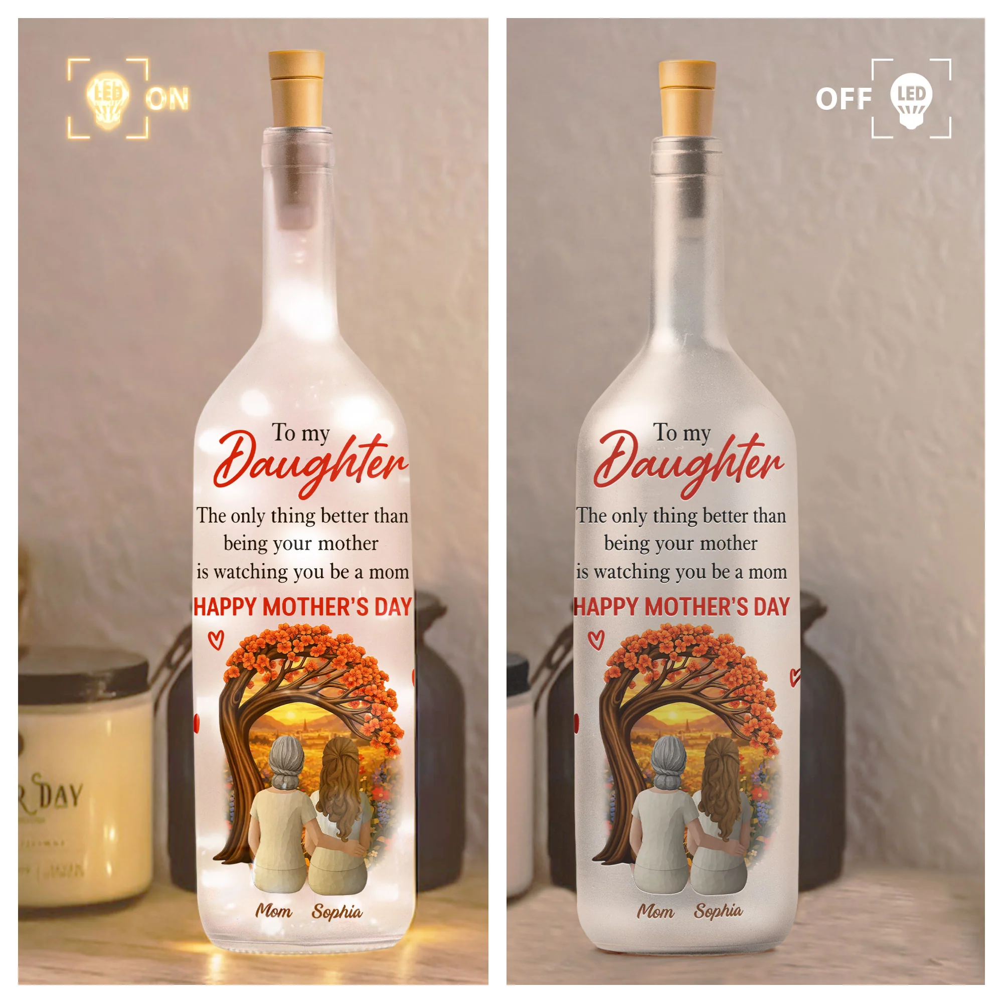 Watching You Be A Mom - Personalized Bottle Lamp - Image 3