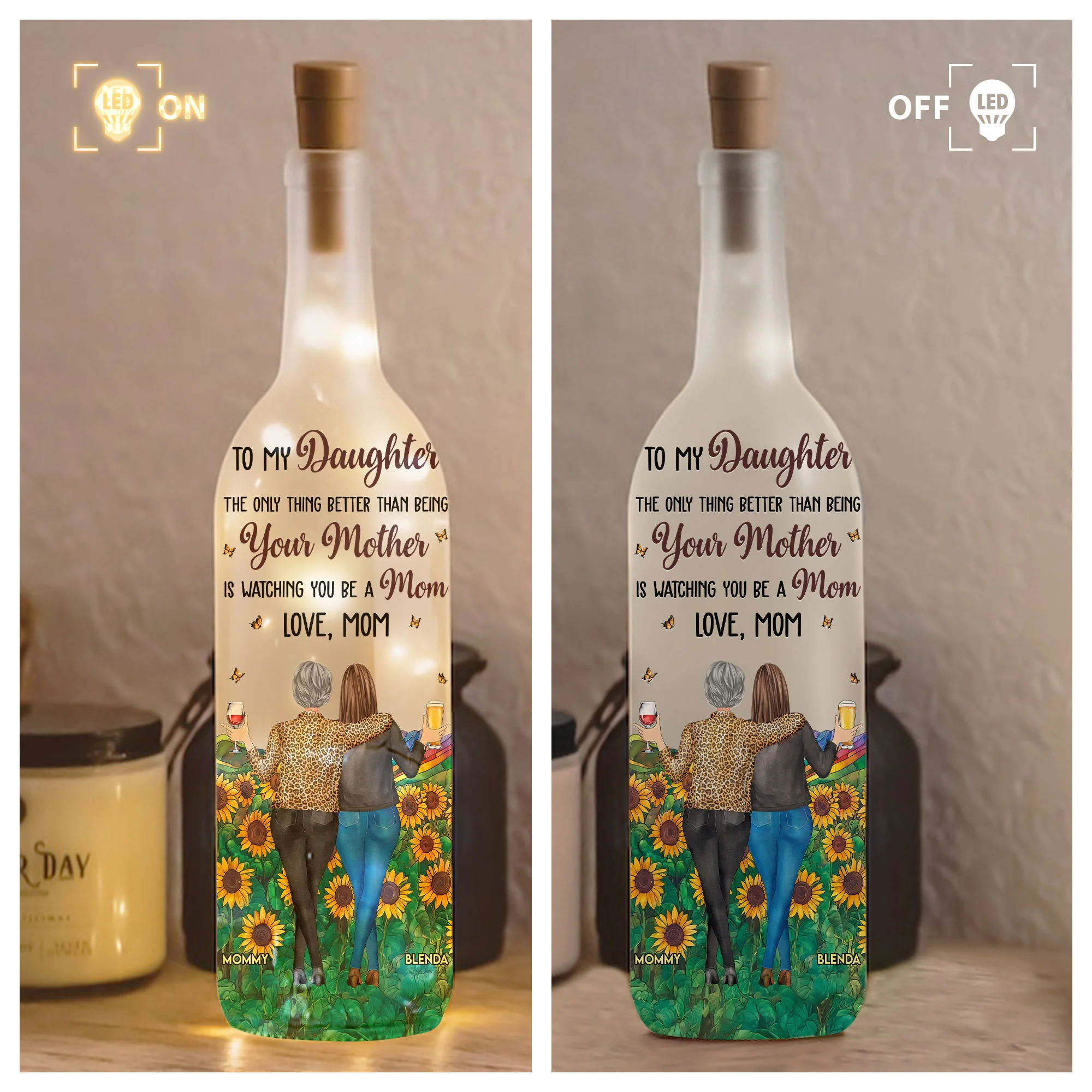 Watching You Be A Mom - Personalized Bottle Lamp - Image 2