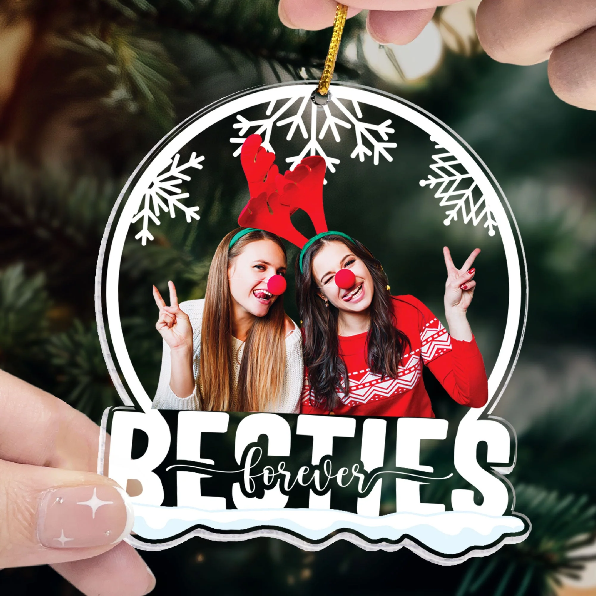 We Are Besties Forever - Personalized Acrylic Photo Ornament - Image 2
