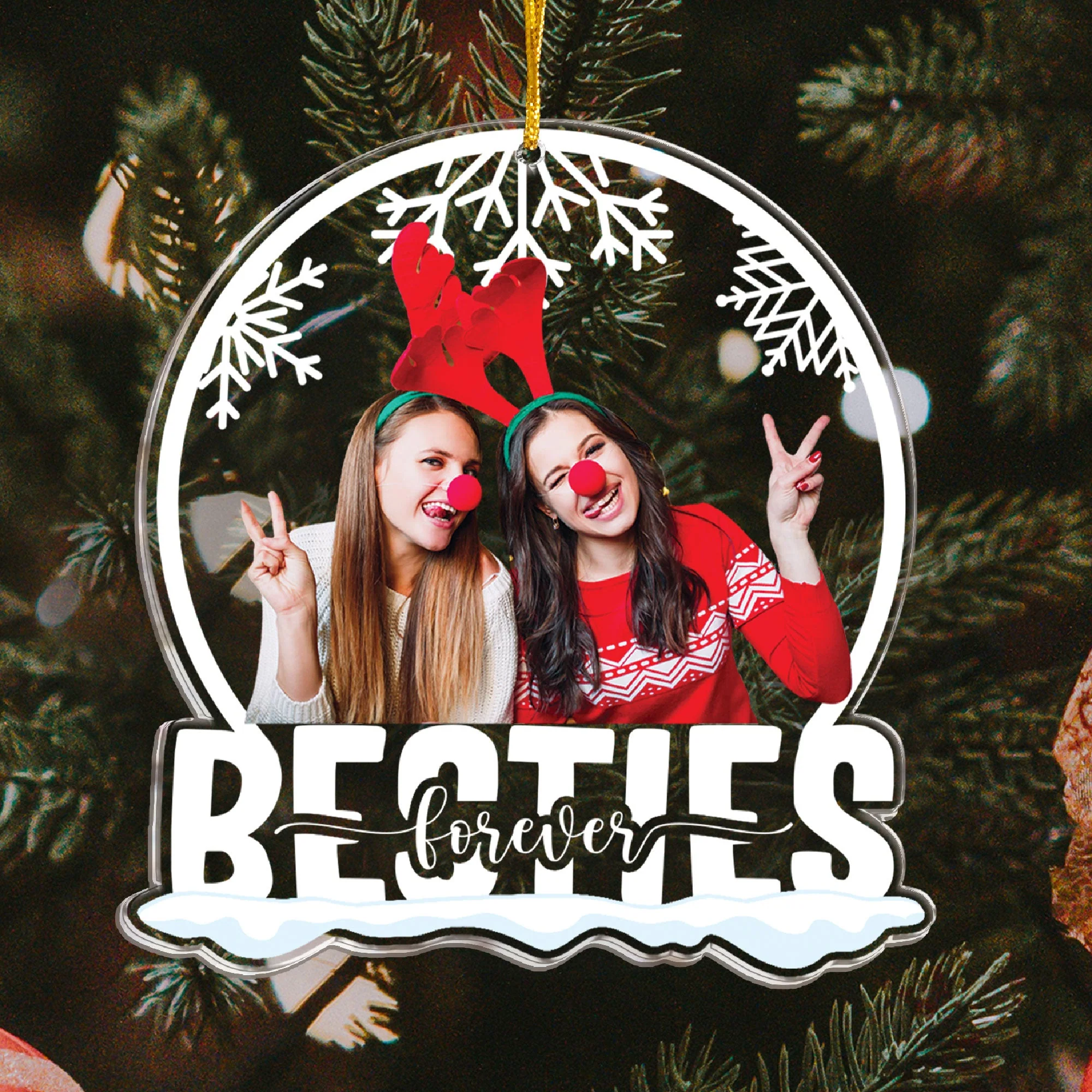 We Are Besties Forever - Personalized Acrylic Photo Ornament - Image 3