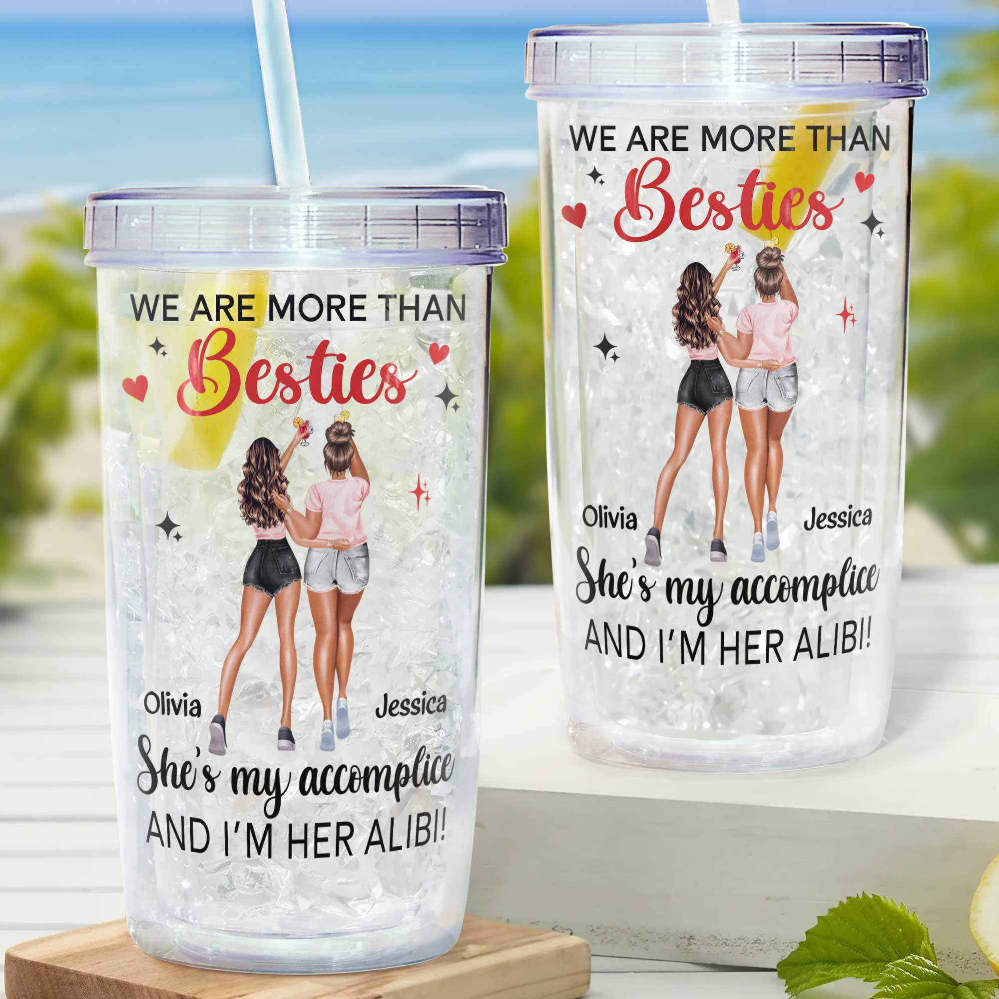 We Are More Than Besties - Personalized Acrylic Tumbler With Straw - Image 2