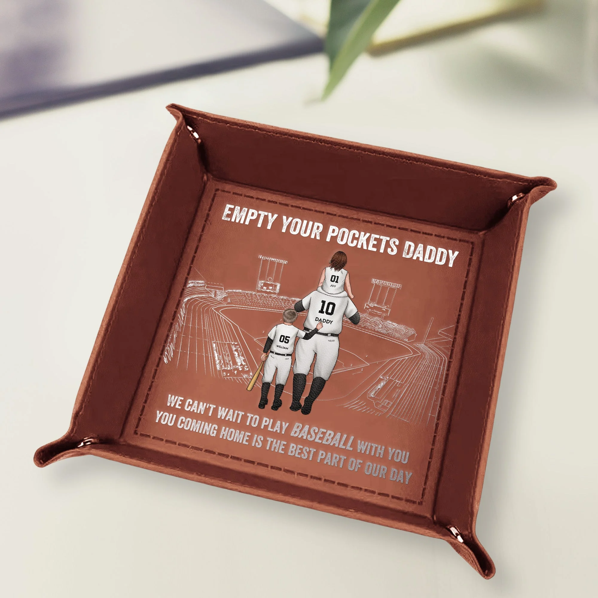 We Can't Wait To Play Baseball With You - Personalized Leather Valet Tray - Image 2