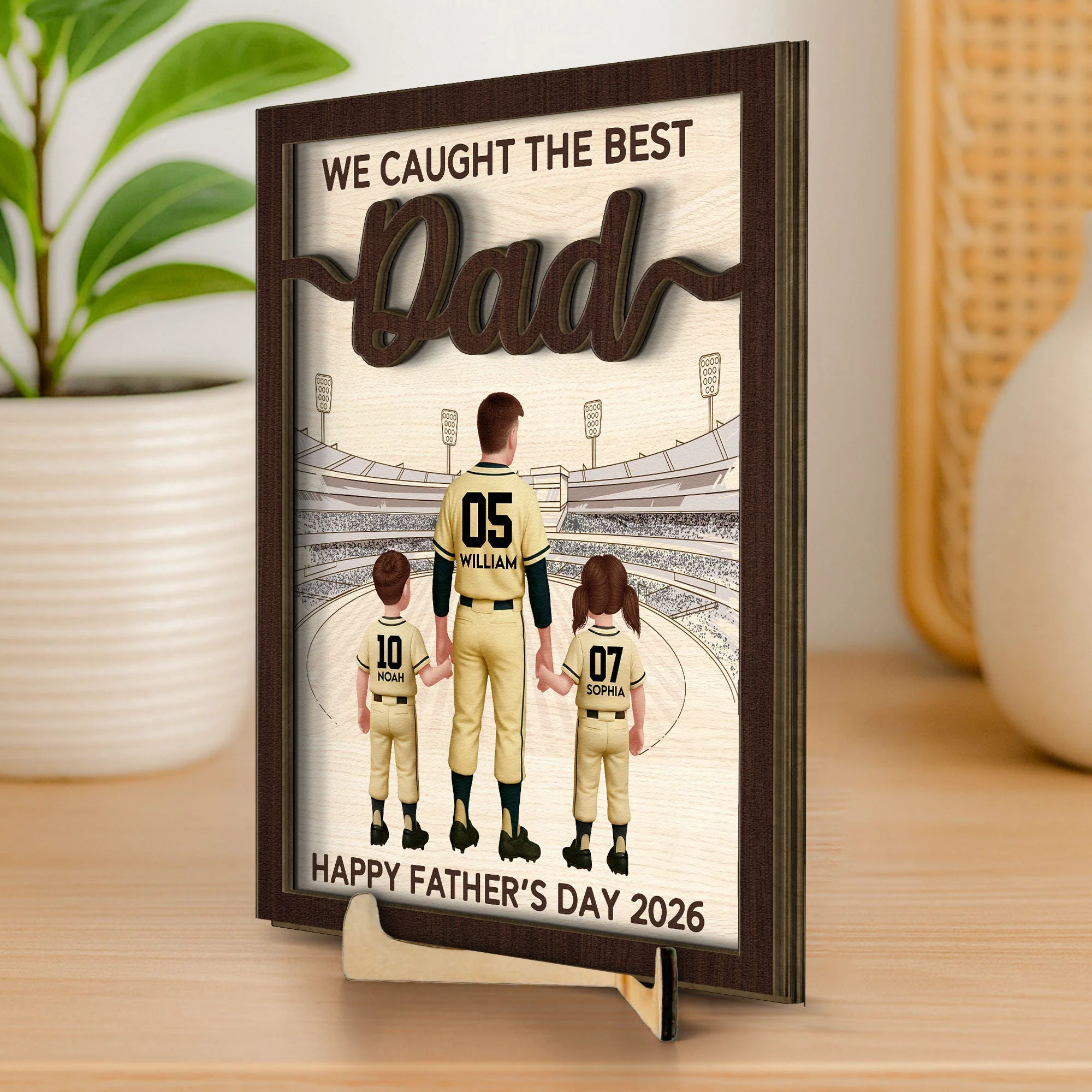 We Caught The Best Dad, Mom - Personalized Wooden Plaque - Image 2