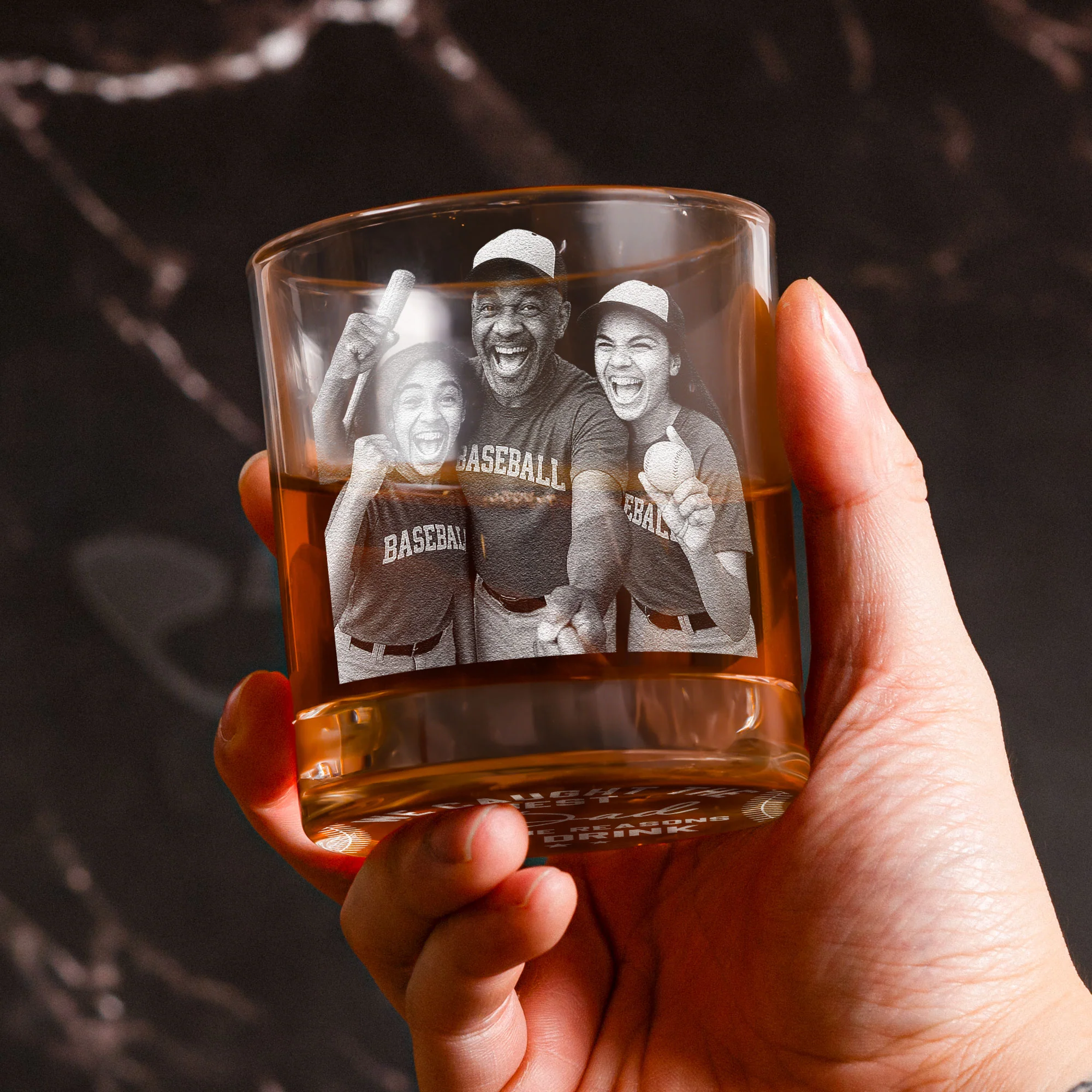 We Caught The Best Dad - Personalized Whiskey Glass With Photo - Image 5
