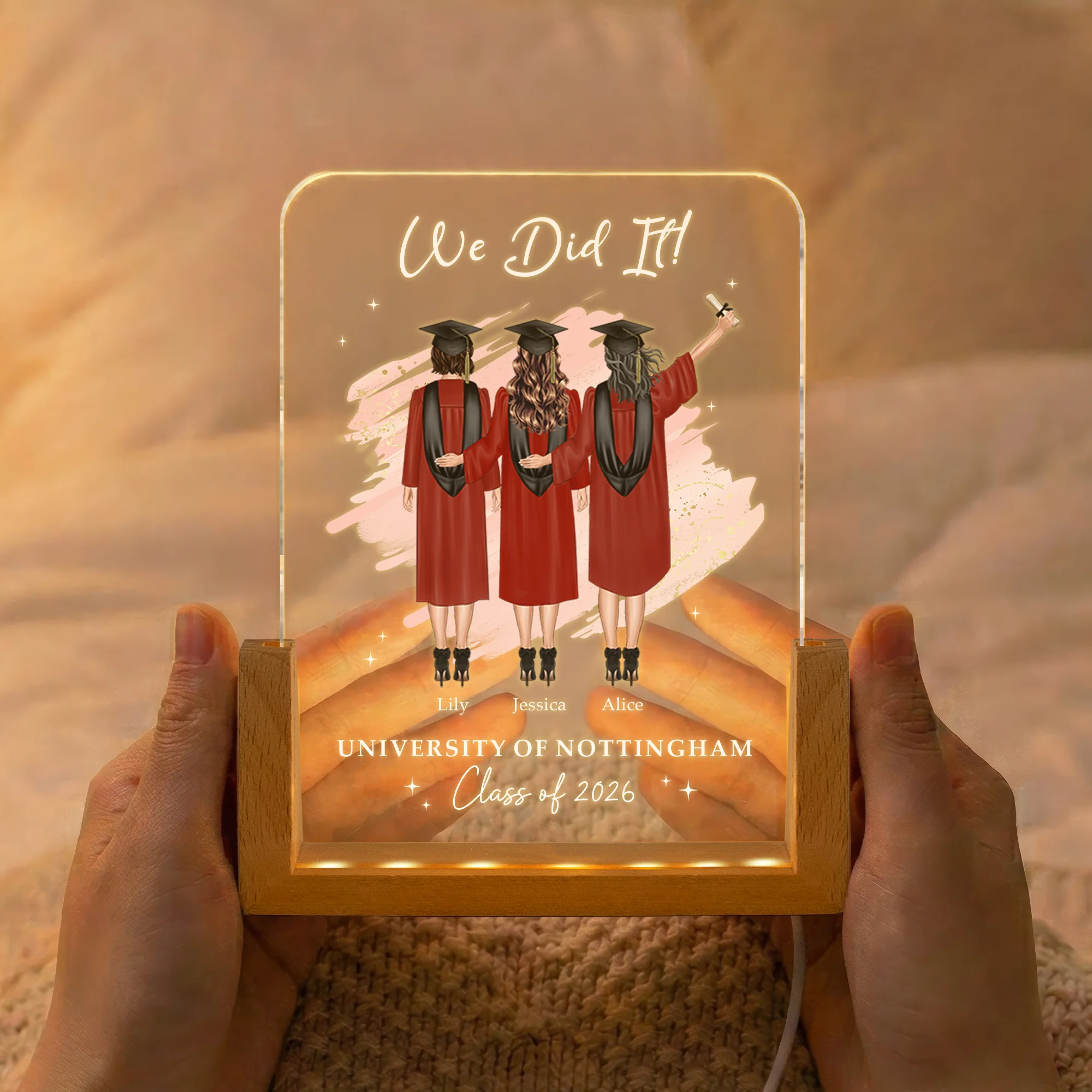 We Did It Graduation Friend Group Gift - Personalized Night Light - Image 2