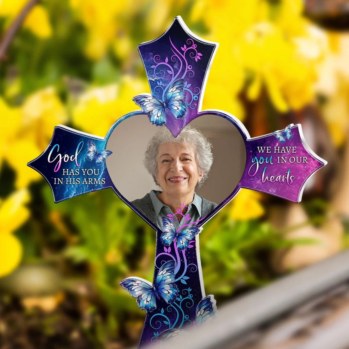 We Have You In Our Hearts - Personalized Photo Garden Stake - Image 4