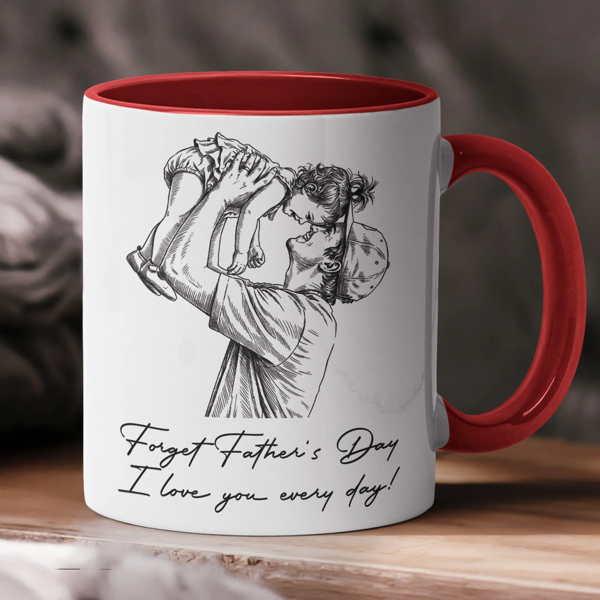 We Love You Father's Day Gift For Him Photo Sketch Line Art - Personalized Mug - Image 2